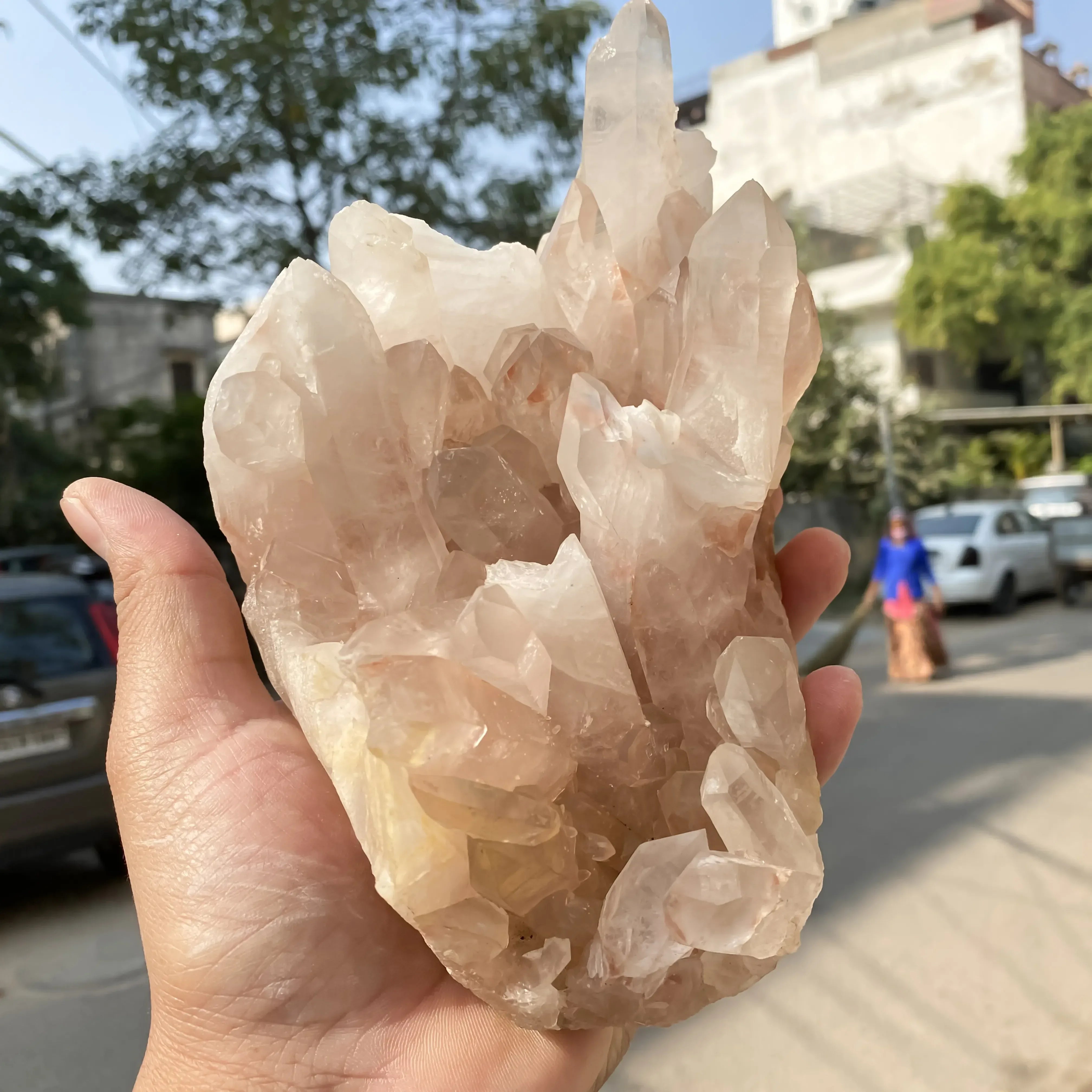 Natural Pink Quartz Cluster Himalayan Quartz