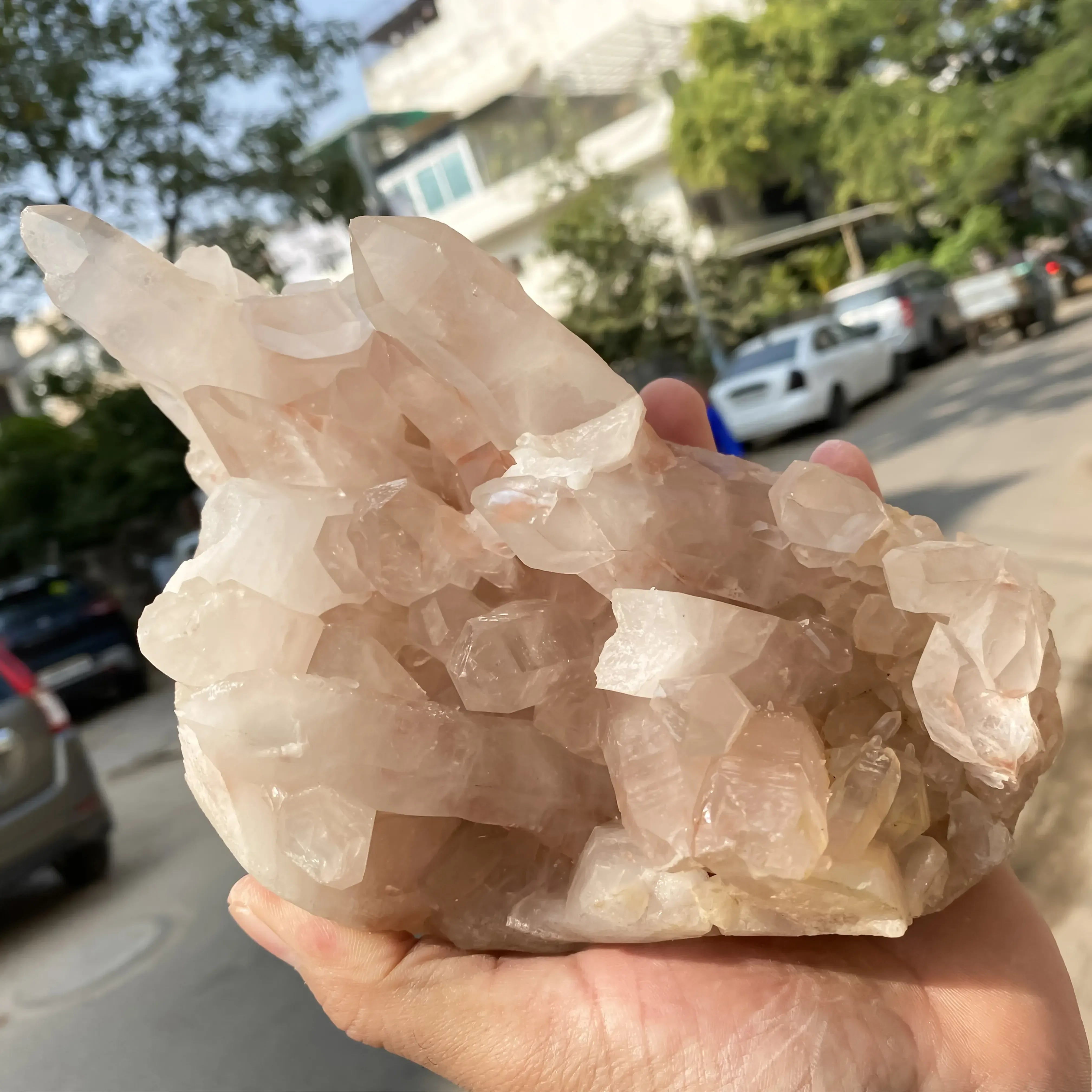 Natural Pink Quartz Cluster Himalayan Quartz