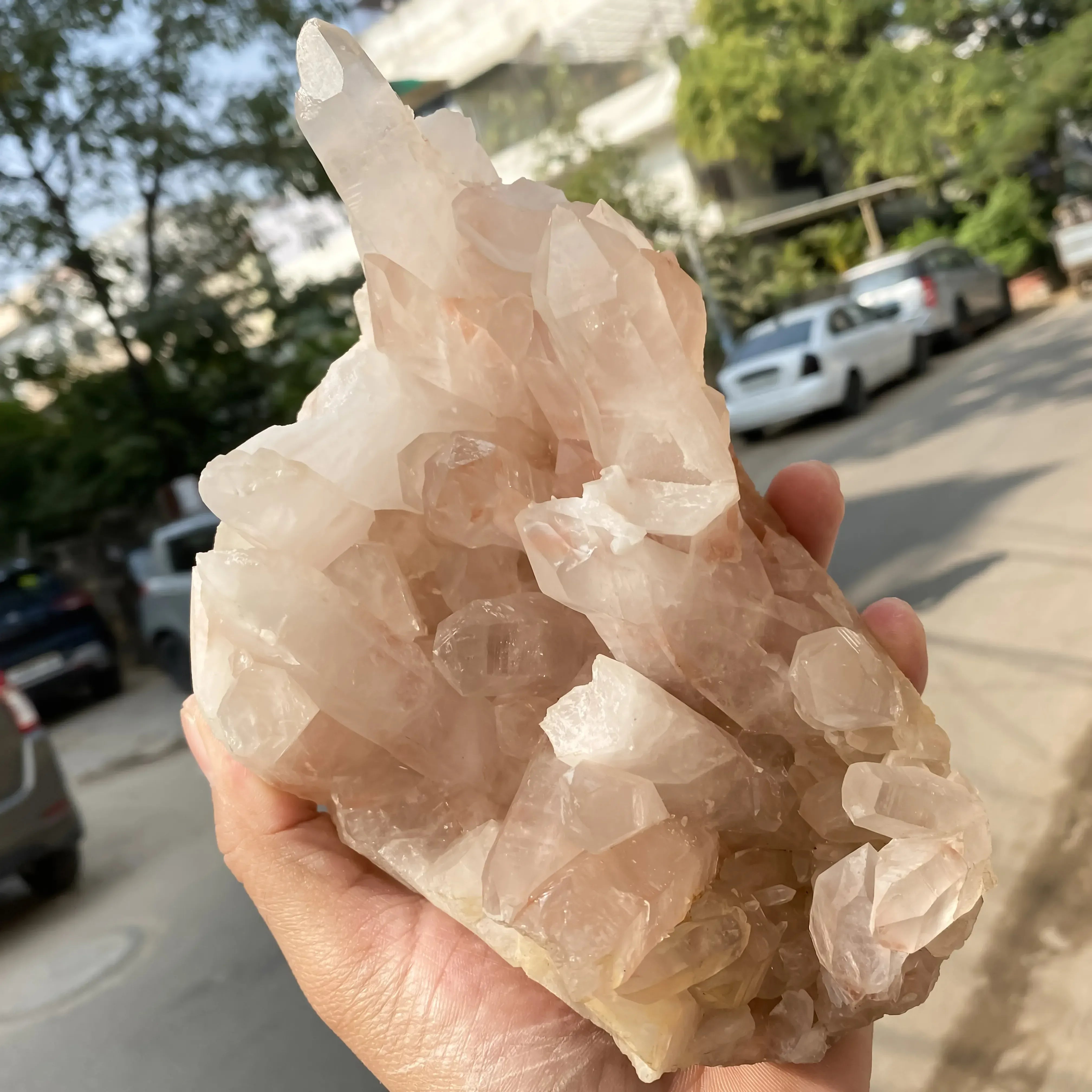 Natural Pink Quartz Cluster Himalayan Quartz