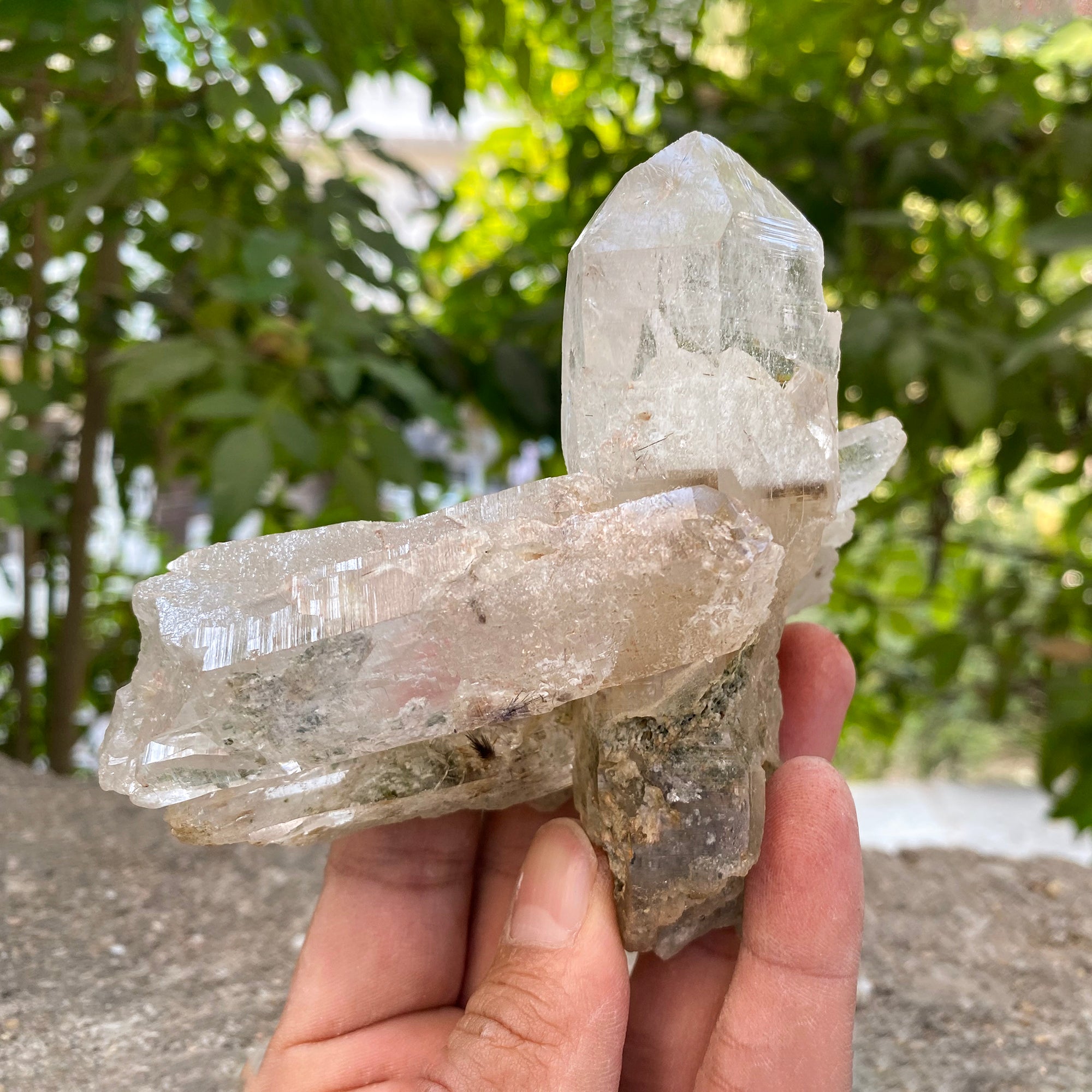 Natural Himalayan Chlorite Quartz with Phantom 410g Healing Crystal
