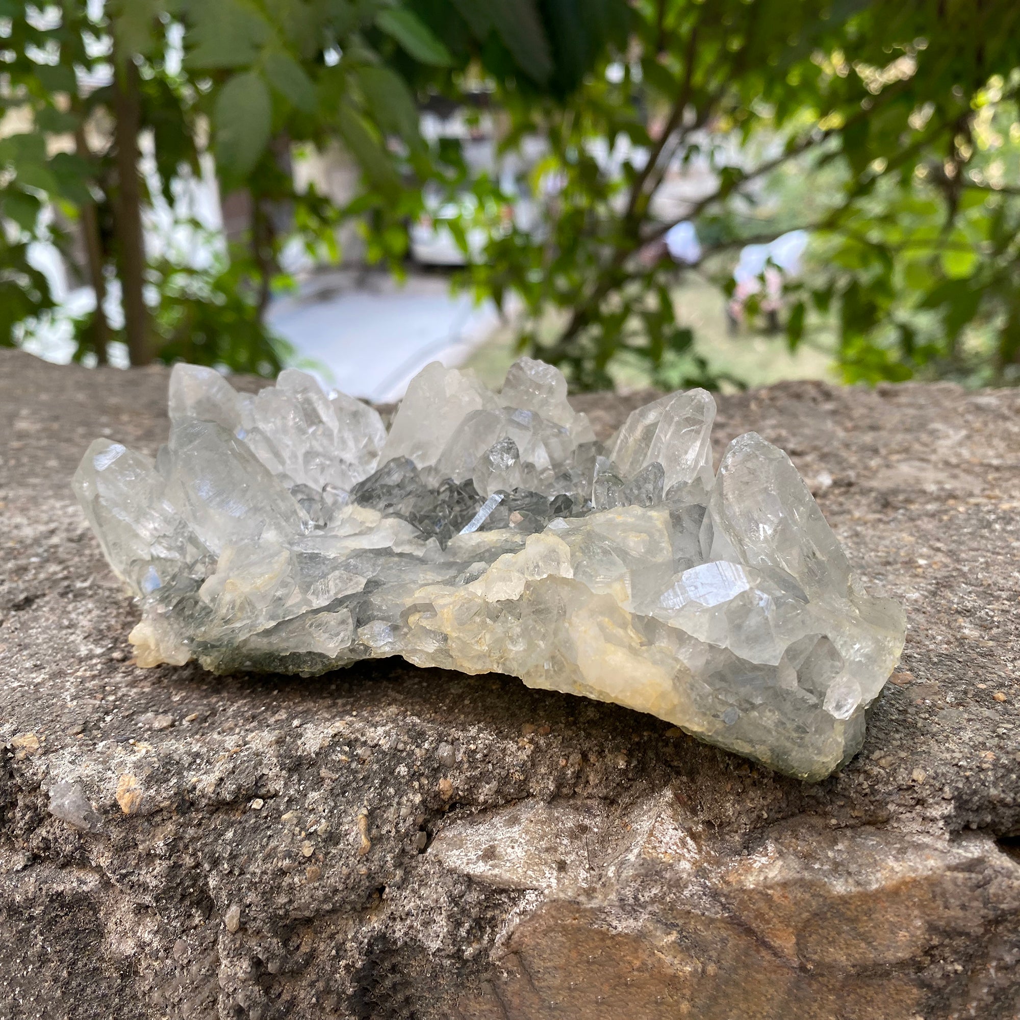Natural Himalayan Green Chlorite Quartz Cluster 460g Healing Crystal