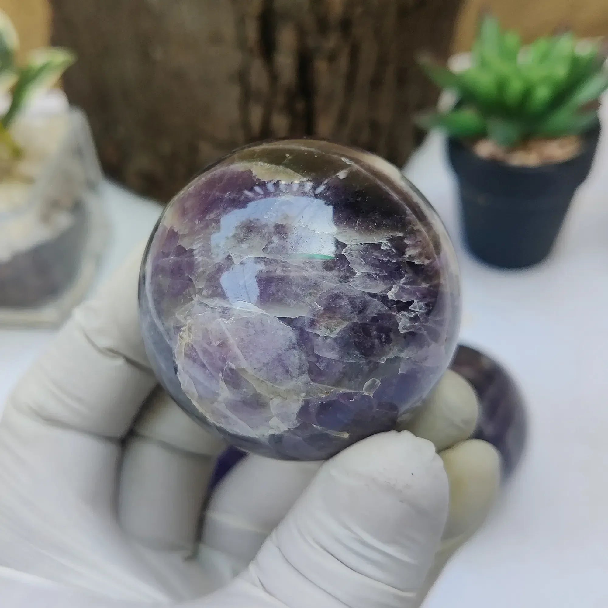 Natural Amethyst Crystal Ball – Reiki Energy Stone for Home & Office
