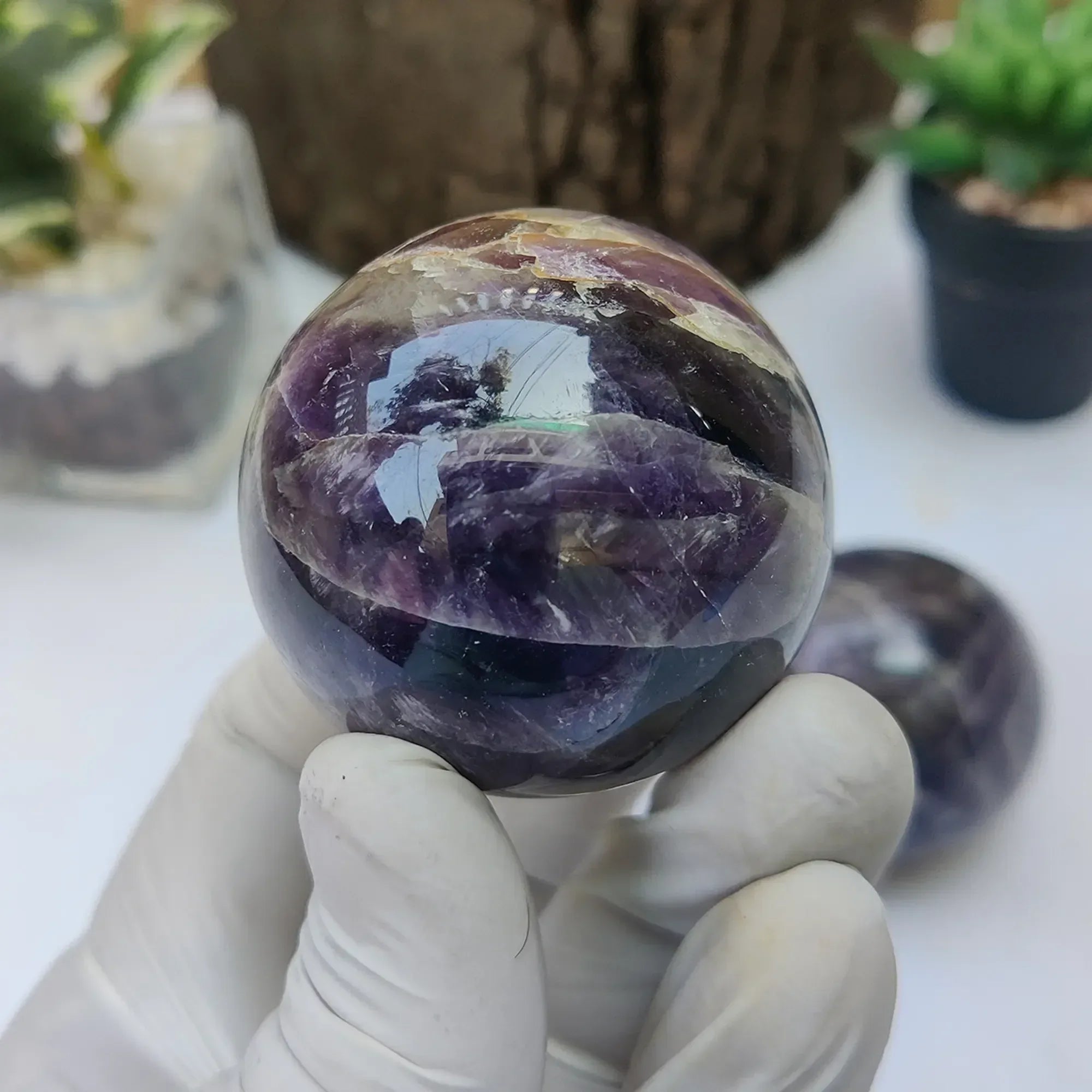 Natural Amethyst Crystal Ball – Reiki Energy Stone for Home & Office