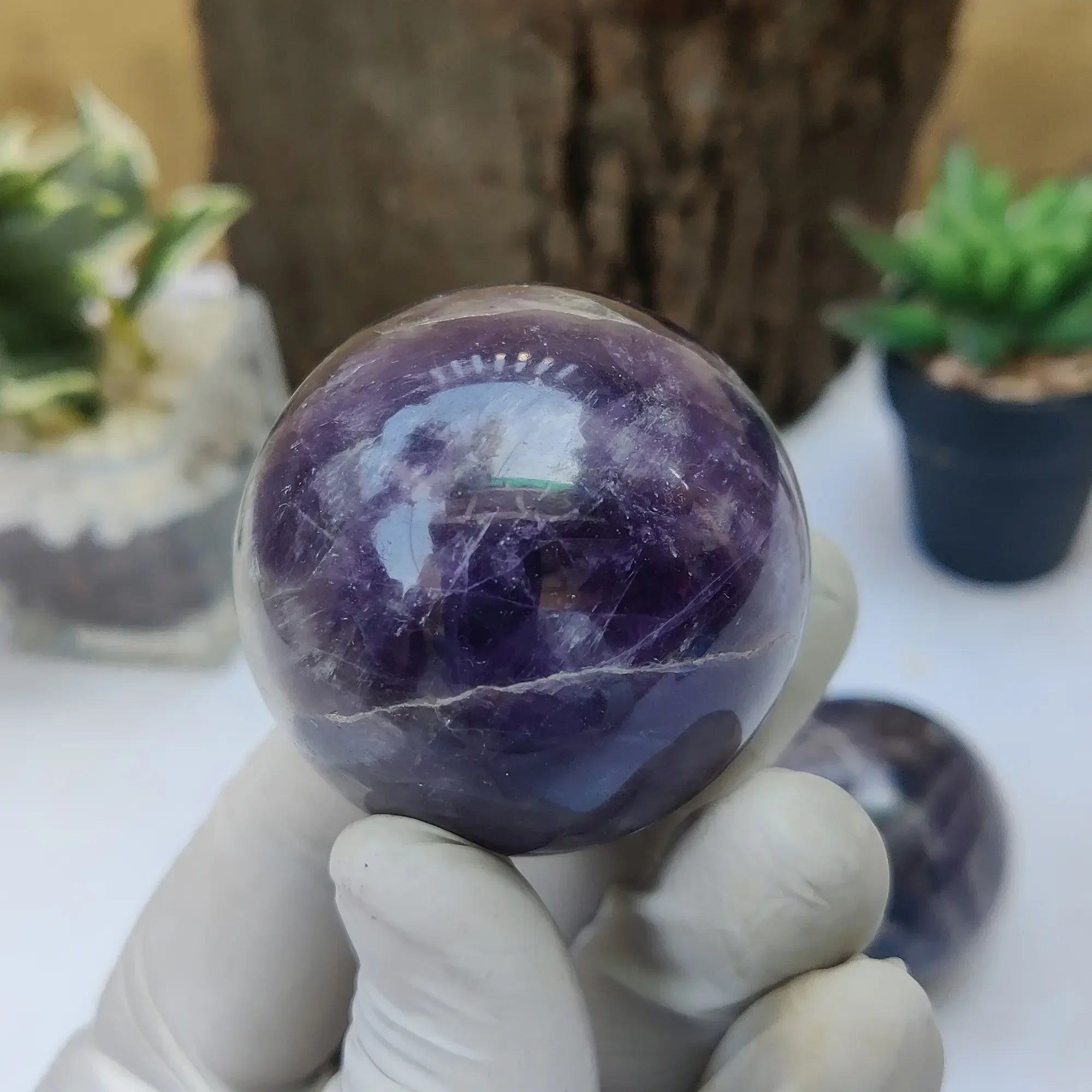 Natural Amethyst Crystal Ball – Reiki Energy Stone for Home & Office