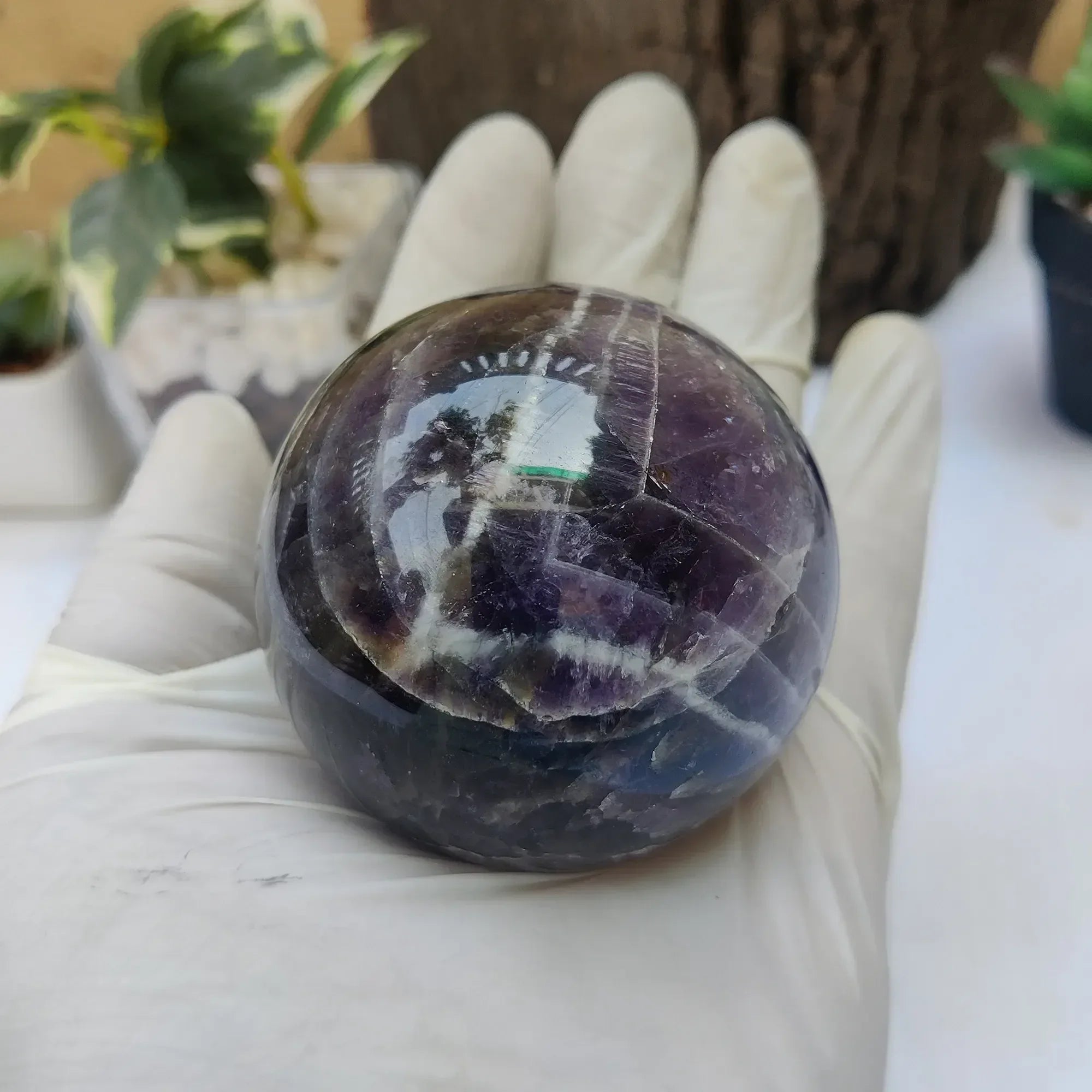 Natural Amethyst Crystal Ball – Reiki Energy Stone for Home & Office