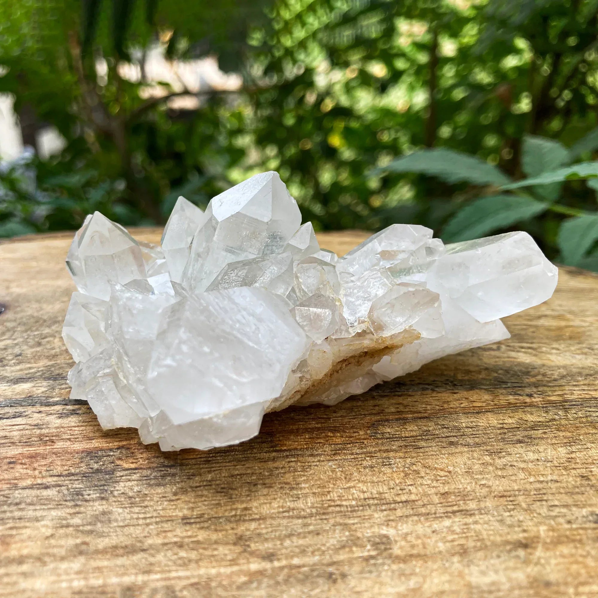 White Himalayan Quartz crystal cluster from Himalya Quartz, raw mineral display with natural quartz formations for healing and collection