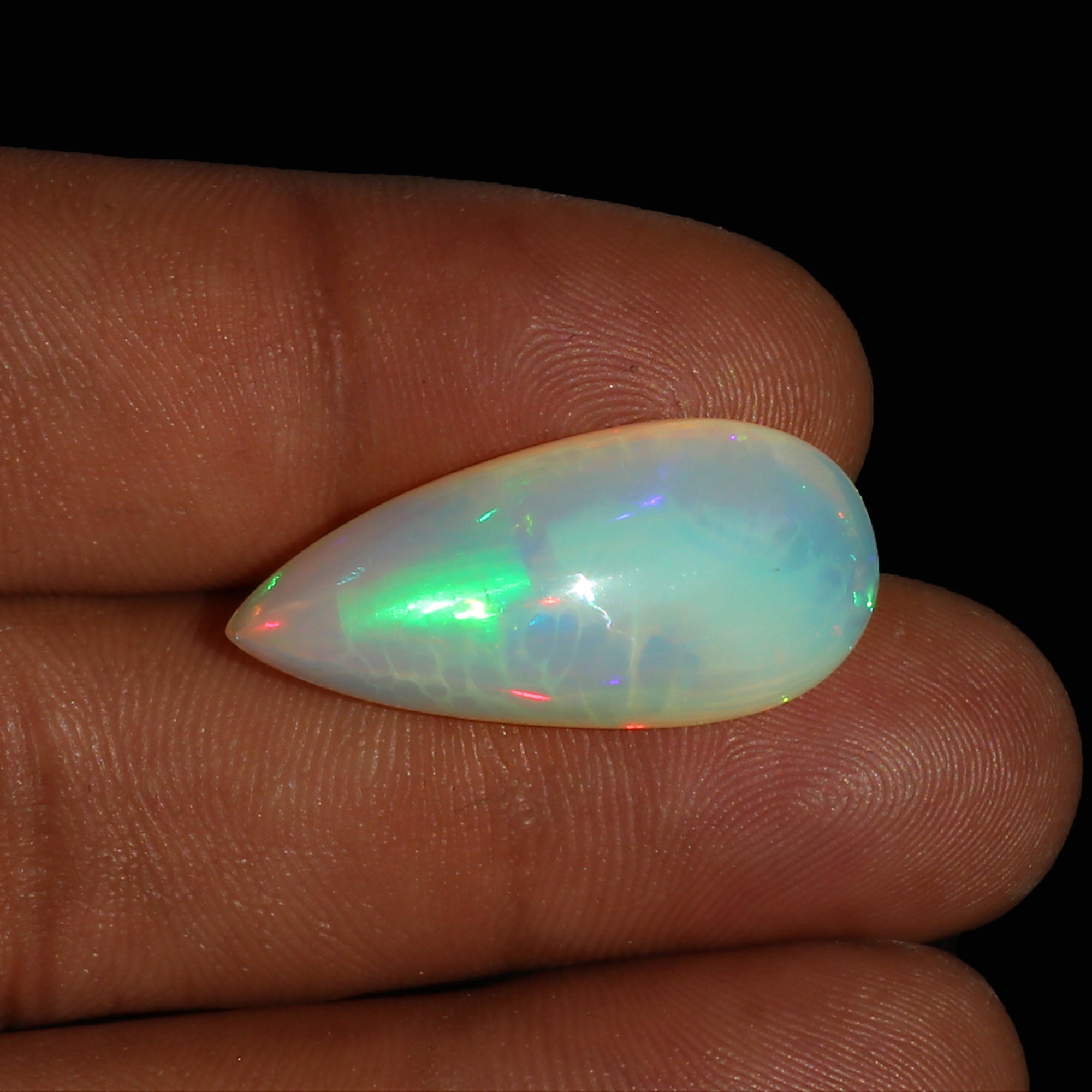 Welo Opal Cabochon: Ethiopian Honeycomb Pear Shape Gemstone (13.1 cts)