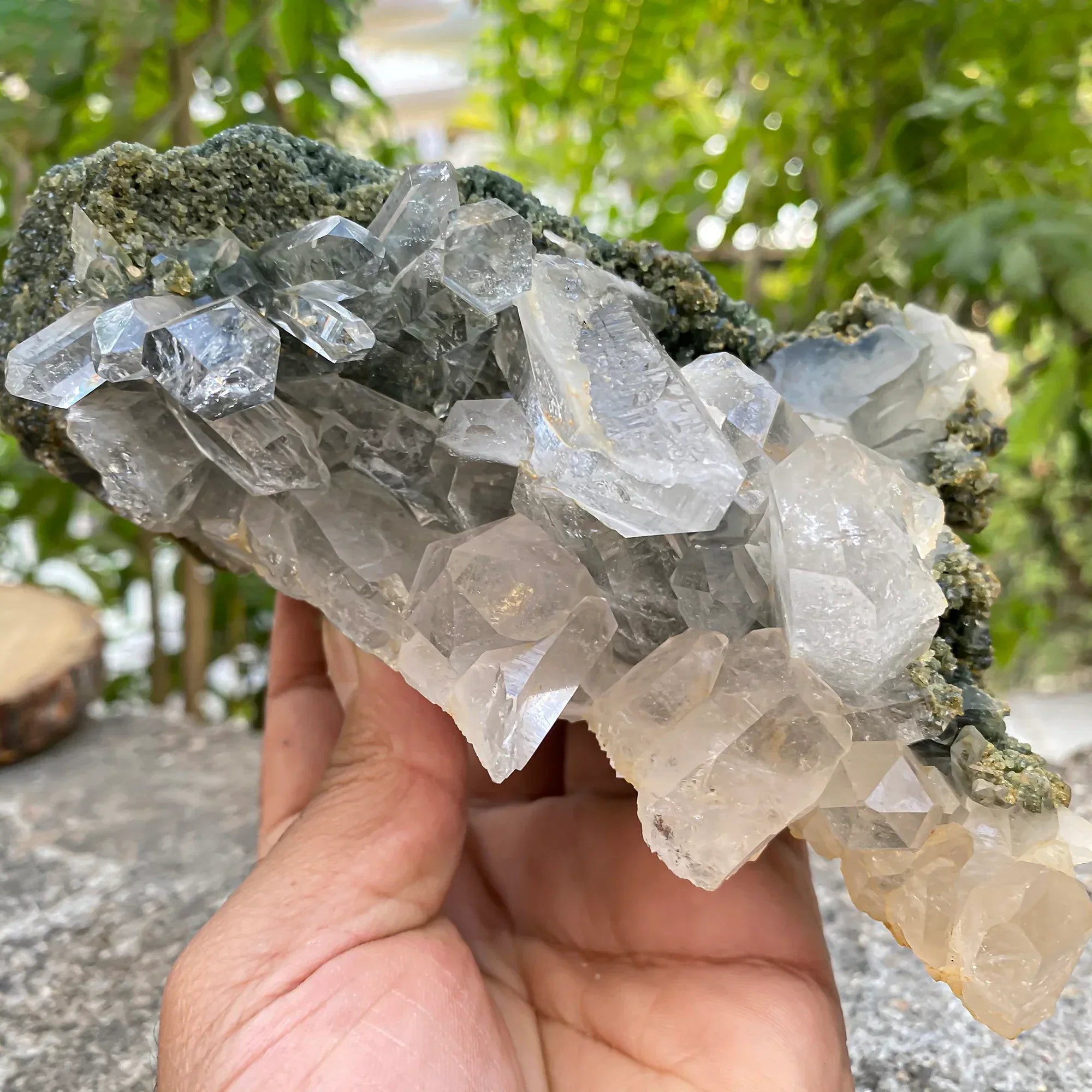 Natural Himalayan Green Chlorite Quartz Cluster 905g Himalayan Quartz