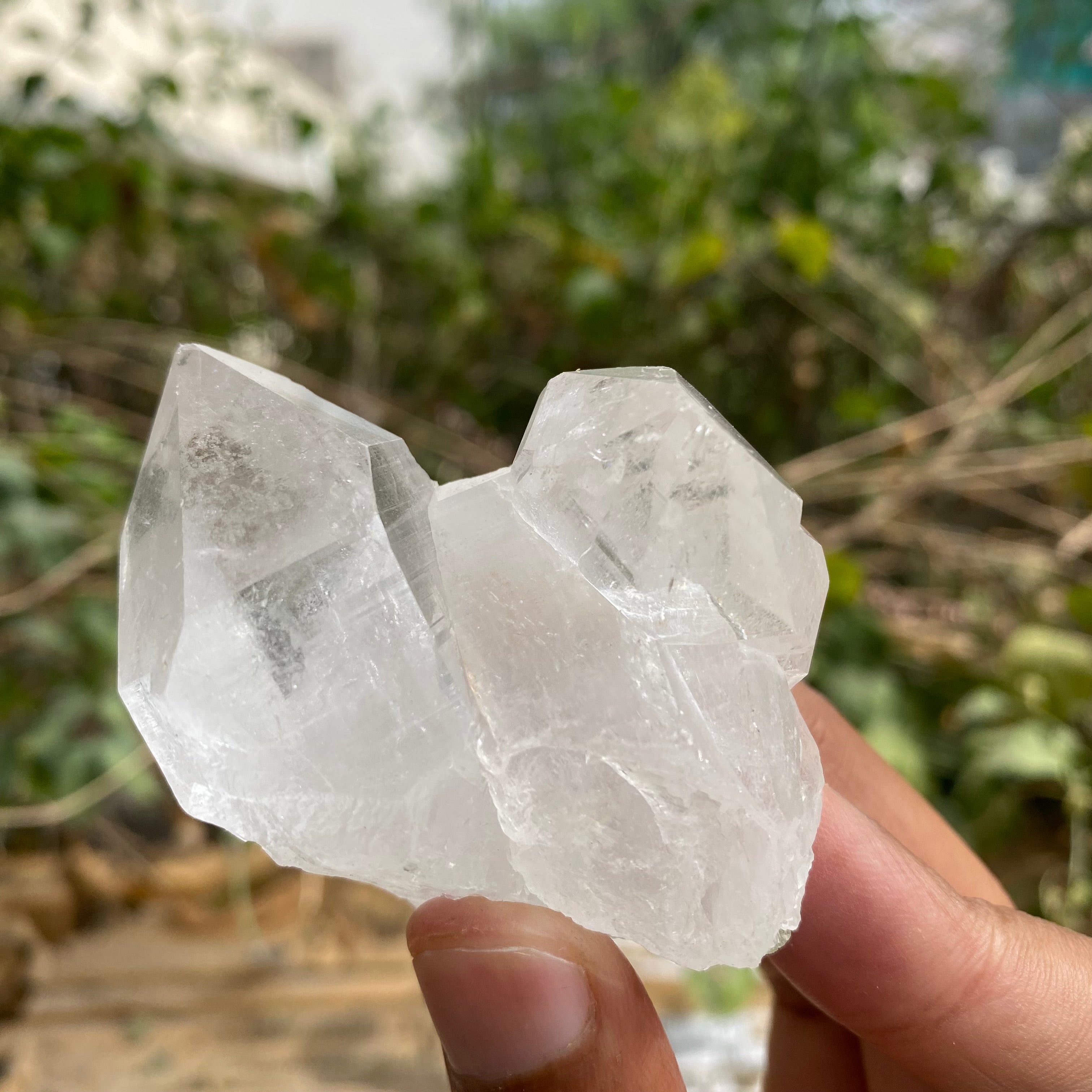White Himalayan Quartz crystal cluster from Himalya Quartz, showcasing raw healing stone mineral specimen for home décor.