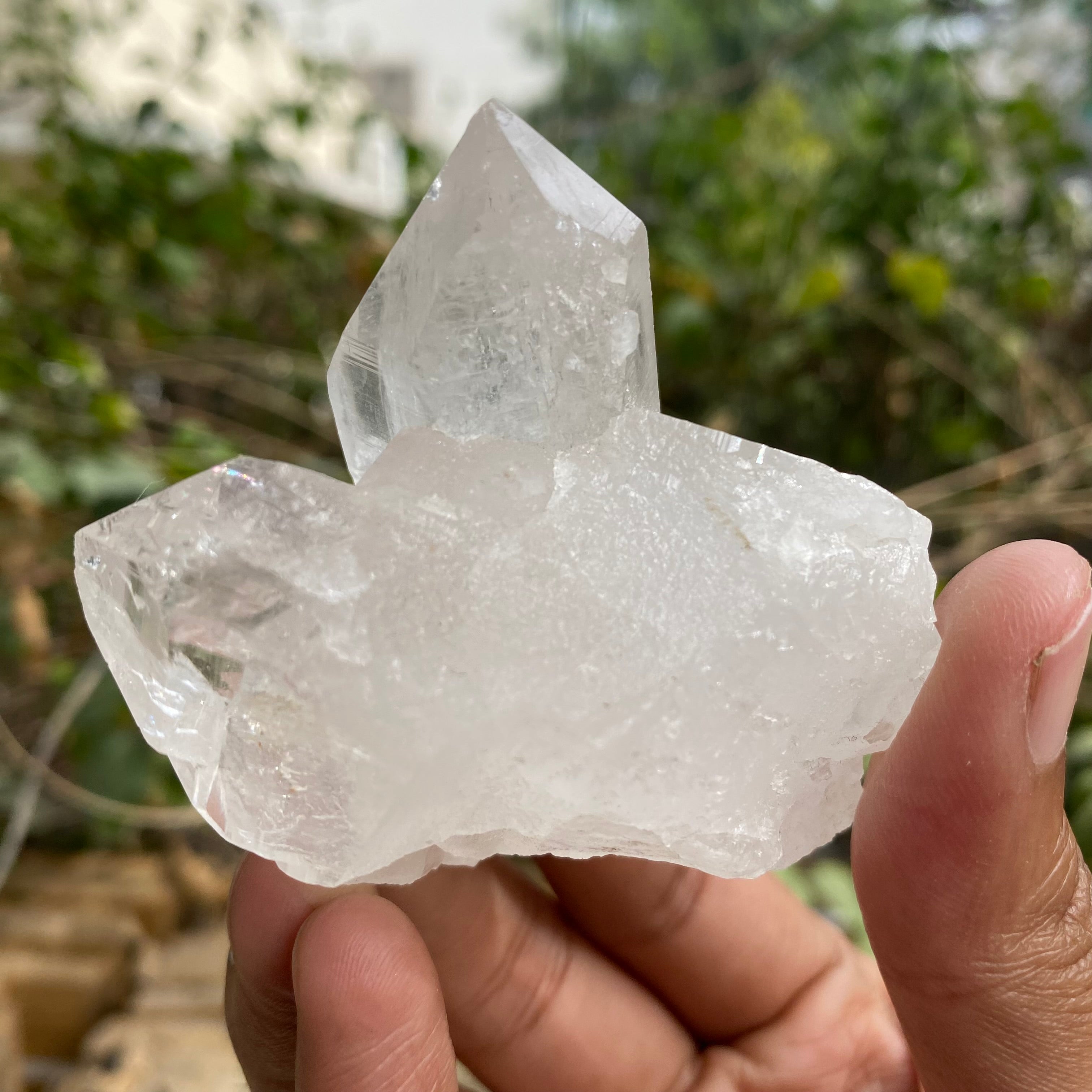 White Himalayan Quartz Crystal cluster, natural raw healing mineral specimen from Himalya Quartz, weighs 130g, ideal for home décor.