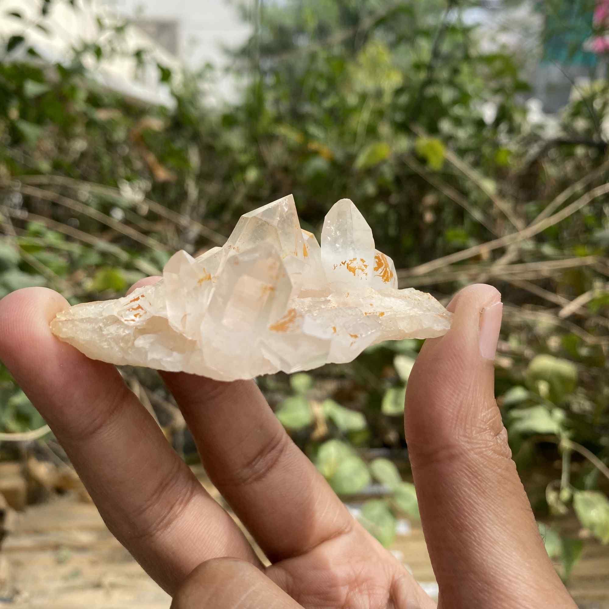 Pink Natural Himalayan Samadhi Quartz Cluster Raw Crystal Healing Energy Display
