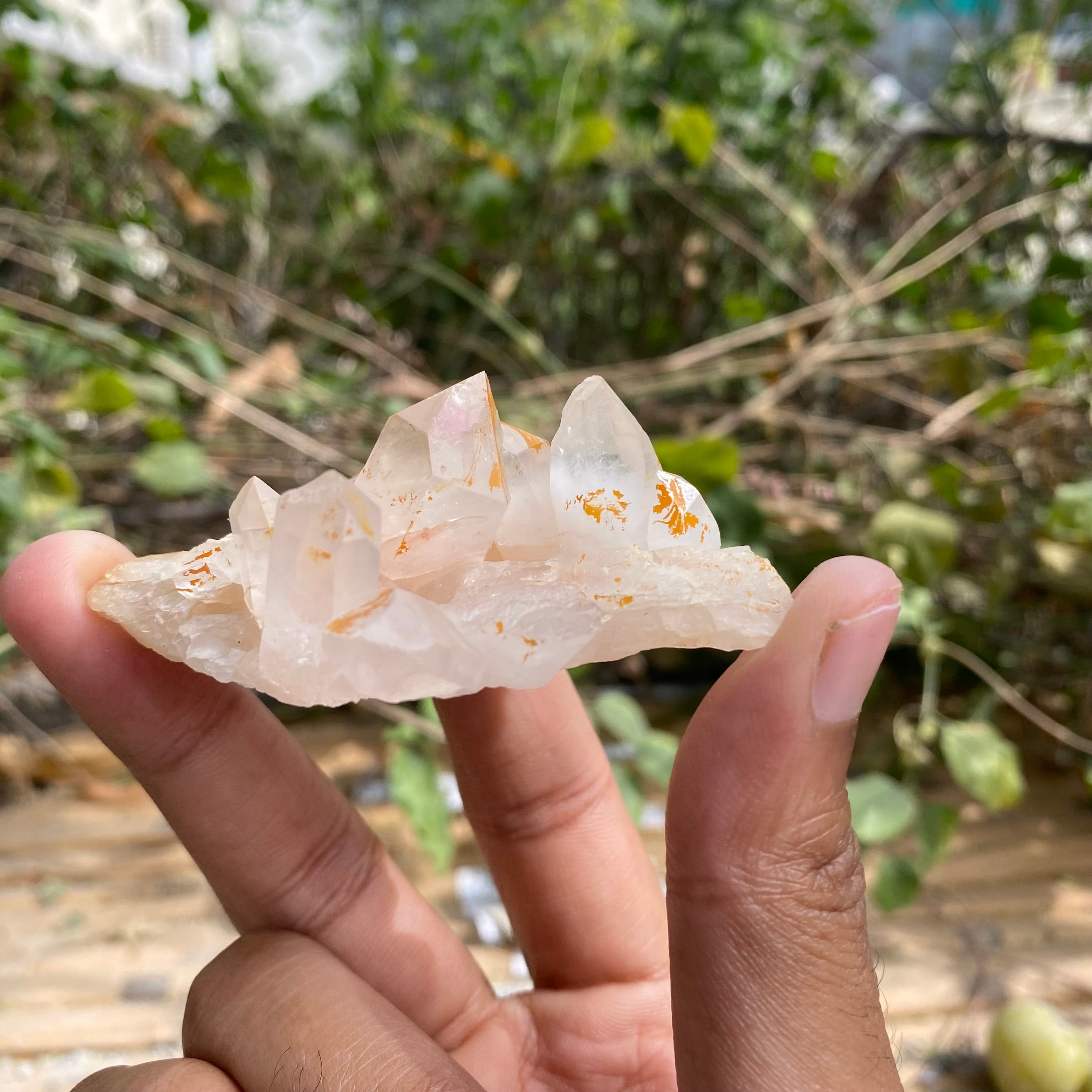 Pink Natural Himalayan Samadhi Quartz Cluster Raw Crystal Healing Energy Display