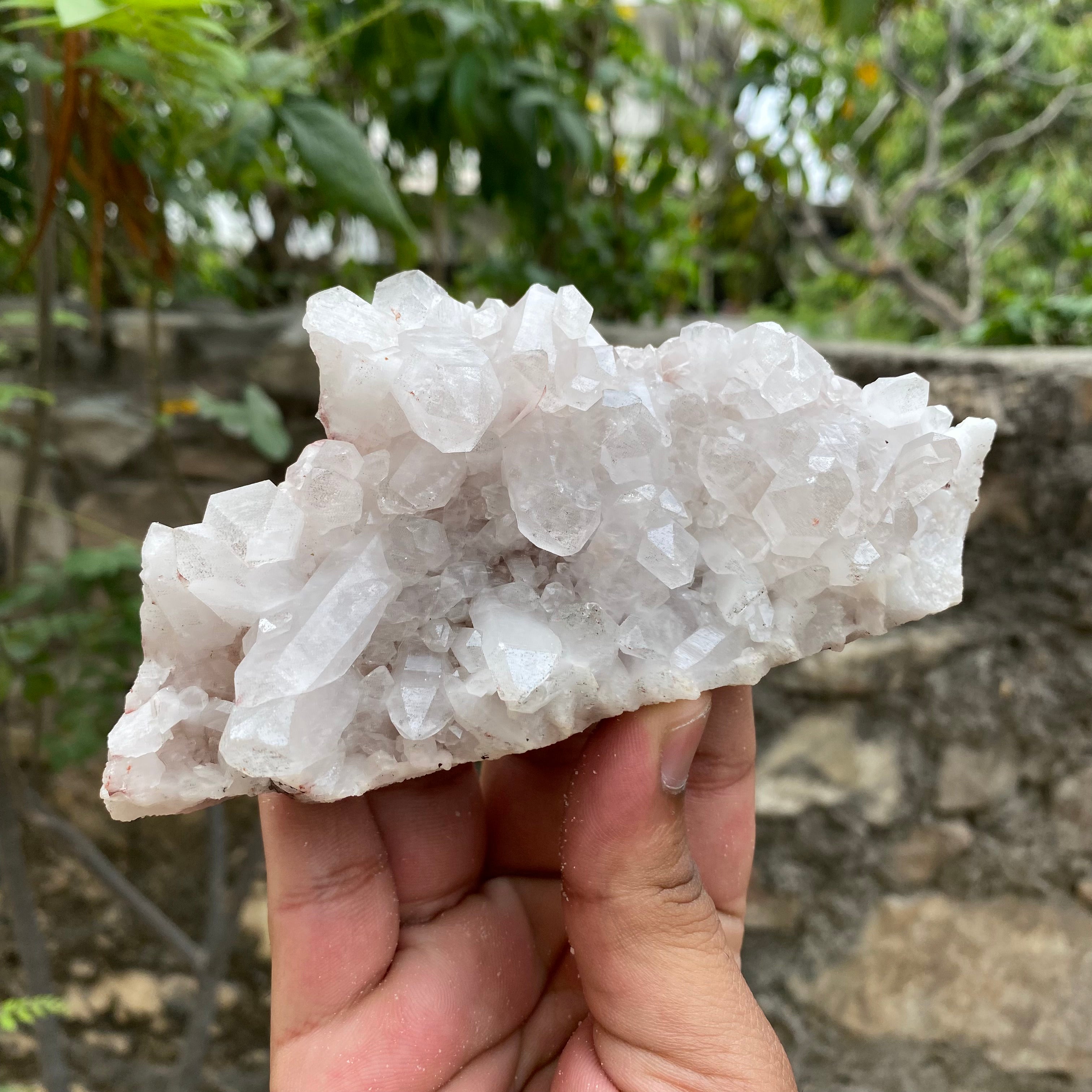 White Samadhi Quartz Crystal Cluster Raw Healing Himalayan Display Stone