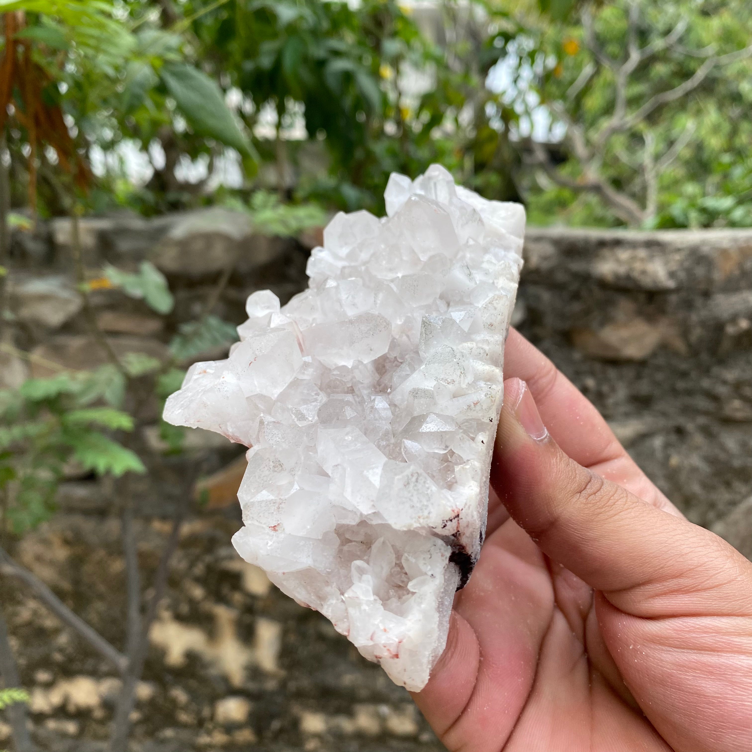 White Samadhi Quartz Crystal Cluster Raw Healing Himalayan Display Stone