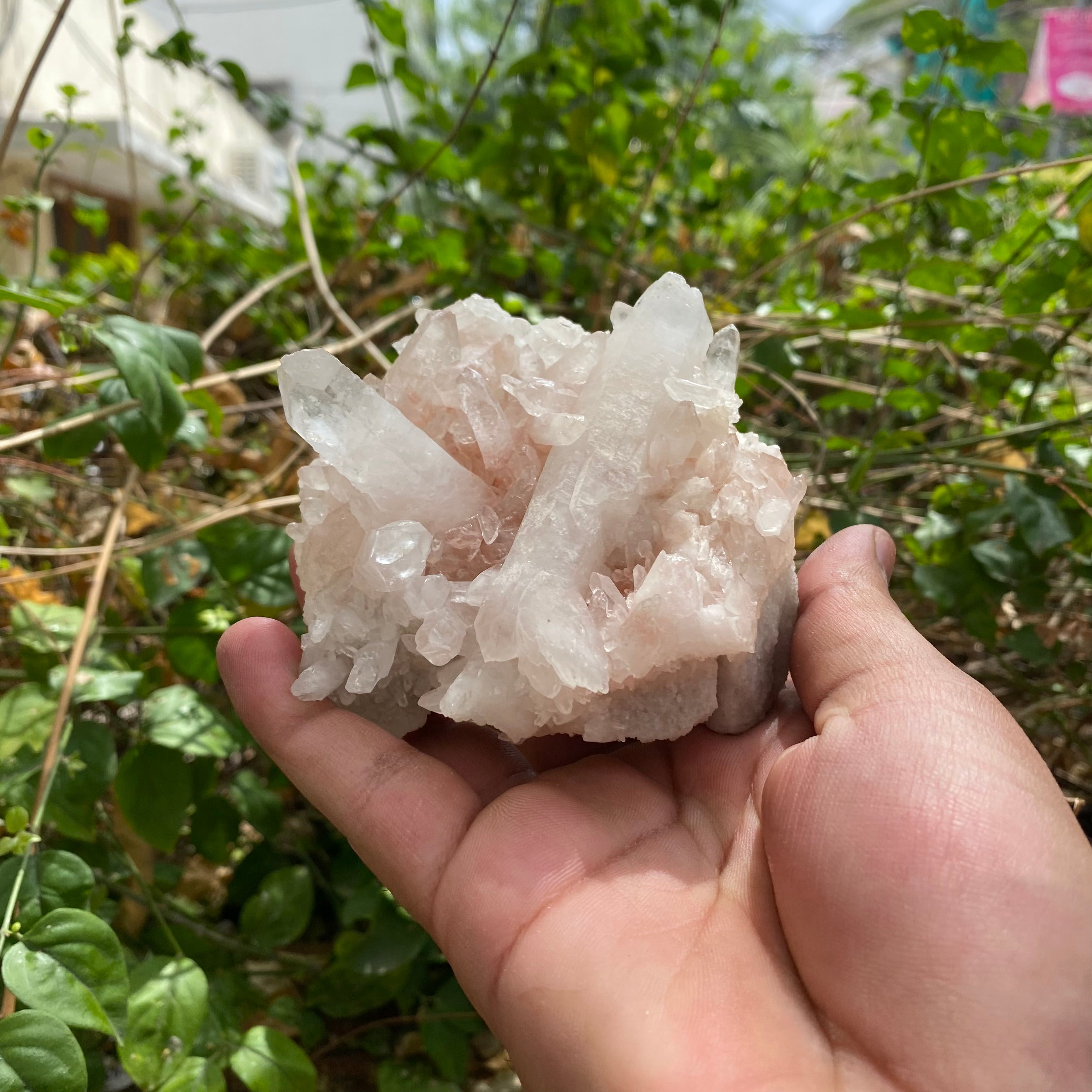 Himalayan Pink Quartz Crystal Cluster 380g Natural Raw Healing Stone Mineral Specimen Display Décor