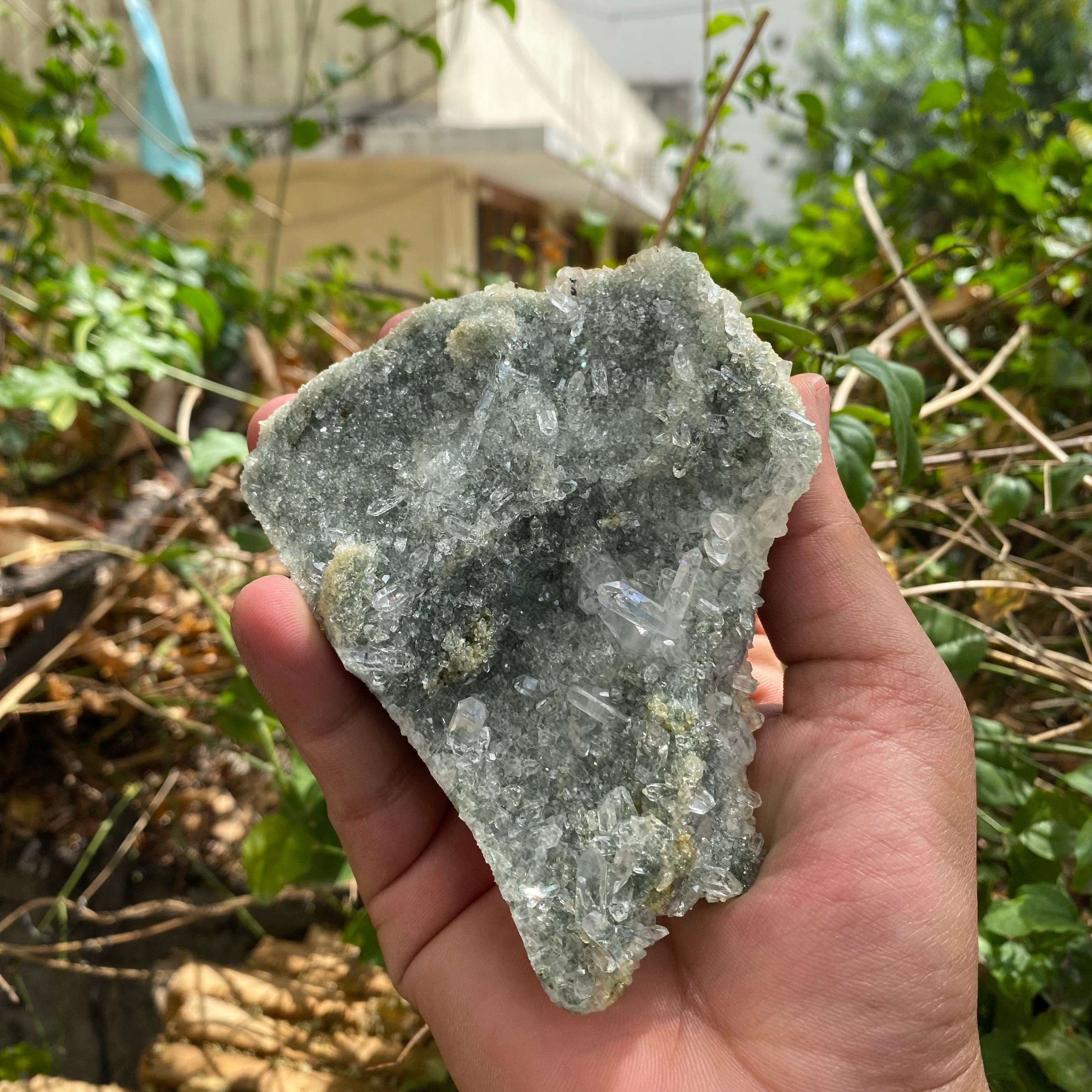 Himalayan Green Chlorite Quartz Cluster: Raw Healing Crystal, Home Decor 265gm