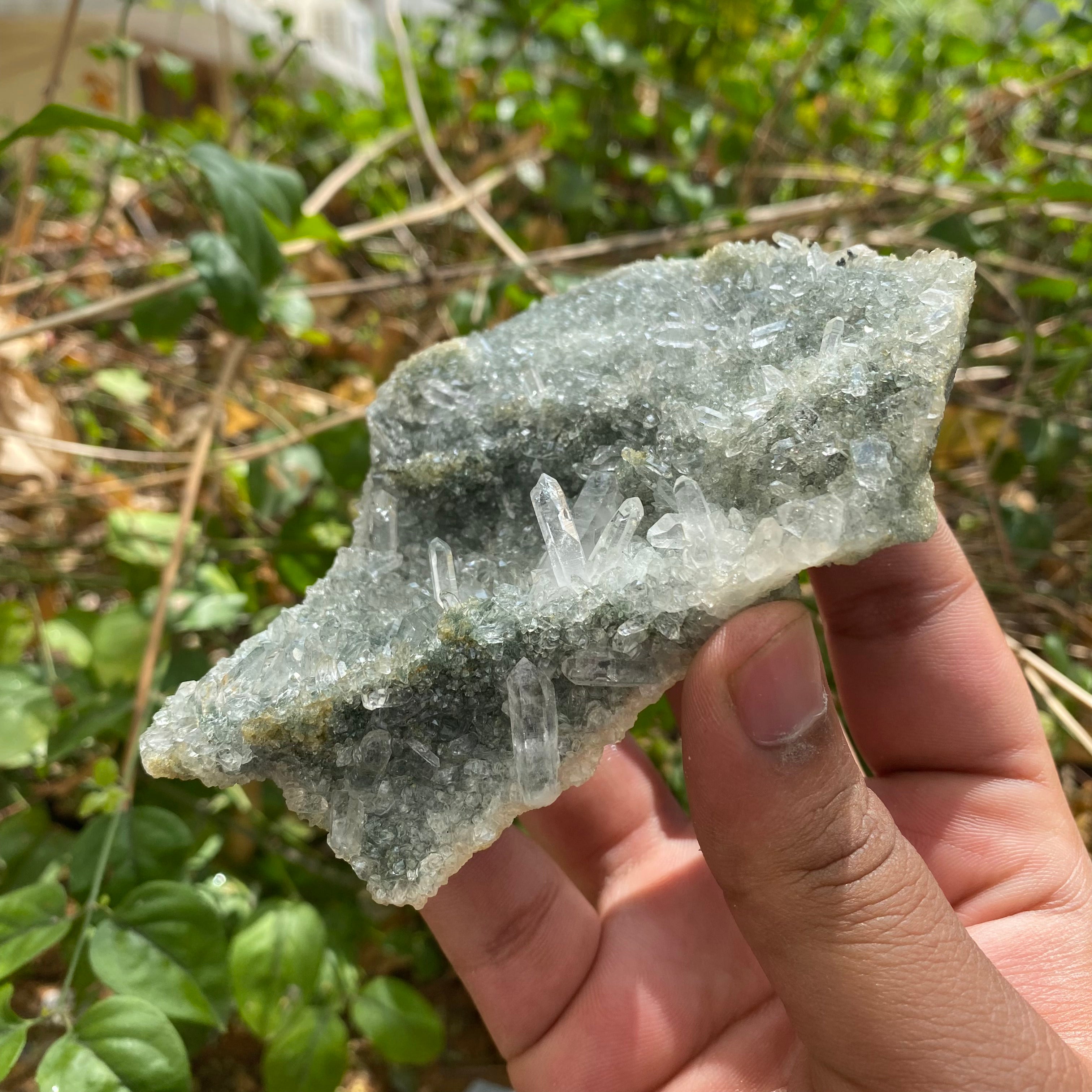 Himalayan Green Chlorite Quartz Cluster: Raw Healing Crystal, Home Decor 265gm