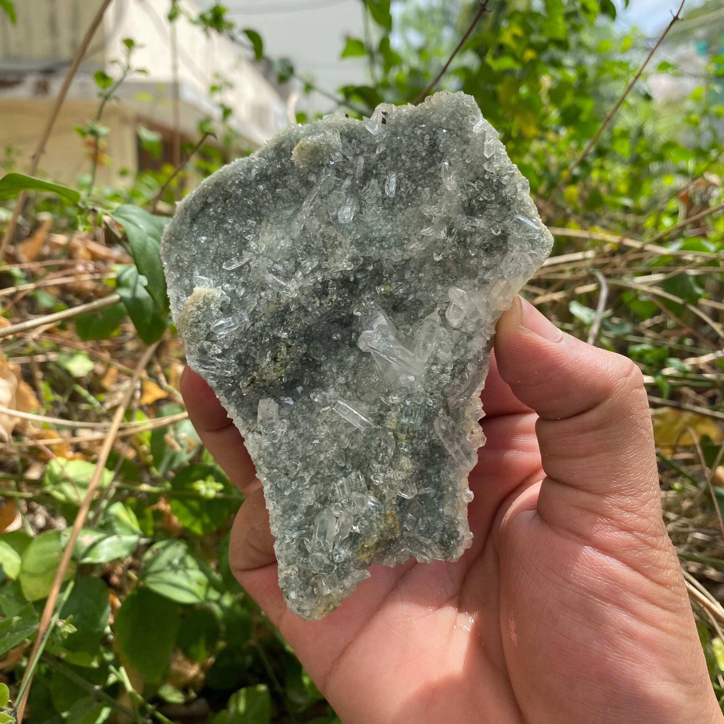 Himalayan Green Chlorite Quartz Cluster: Raw Healing Crystal, Home Decor 265gm