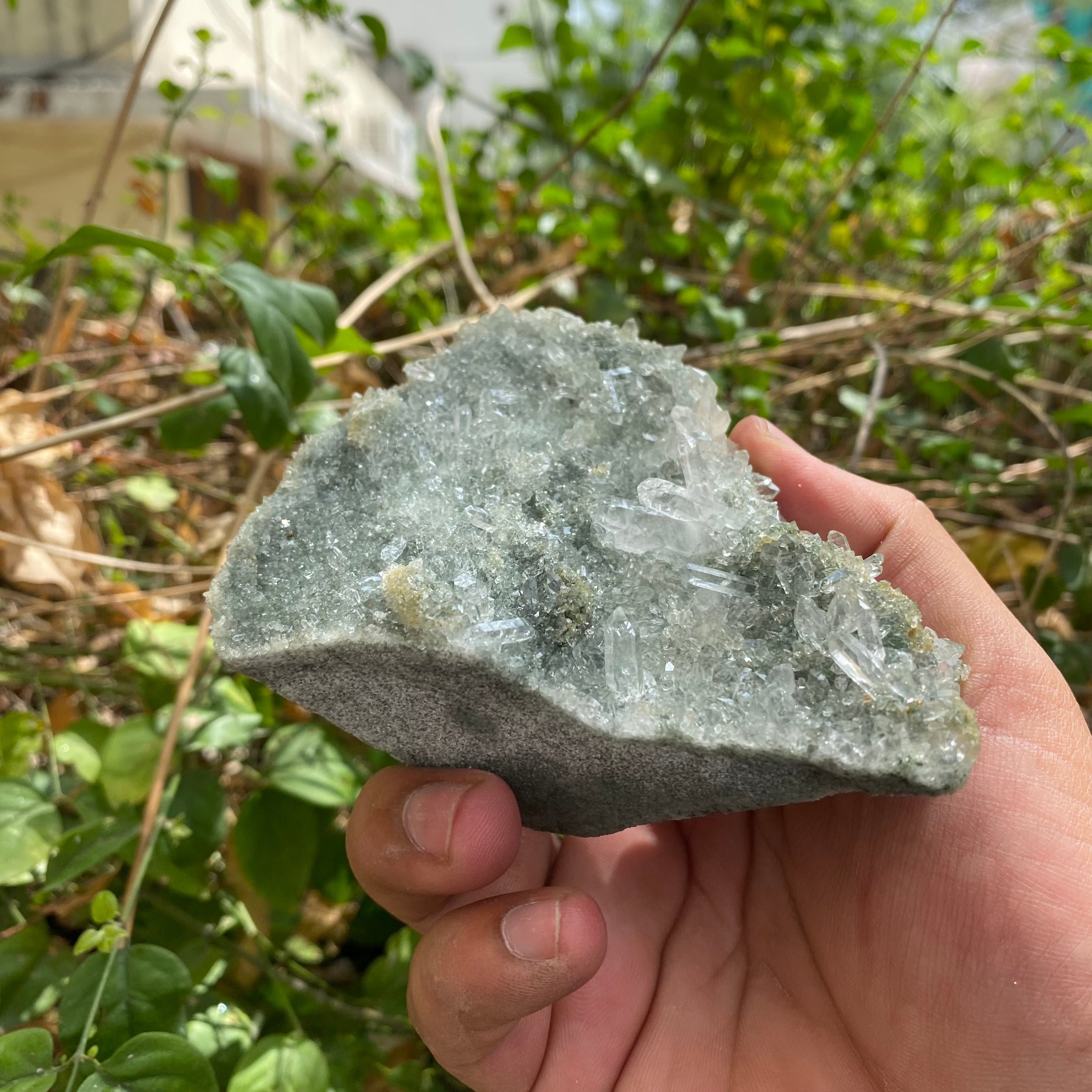 Himalayan Green Chlorite Quartz Cluster: Raw Healing Crystal, Home Decor 265gm