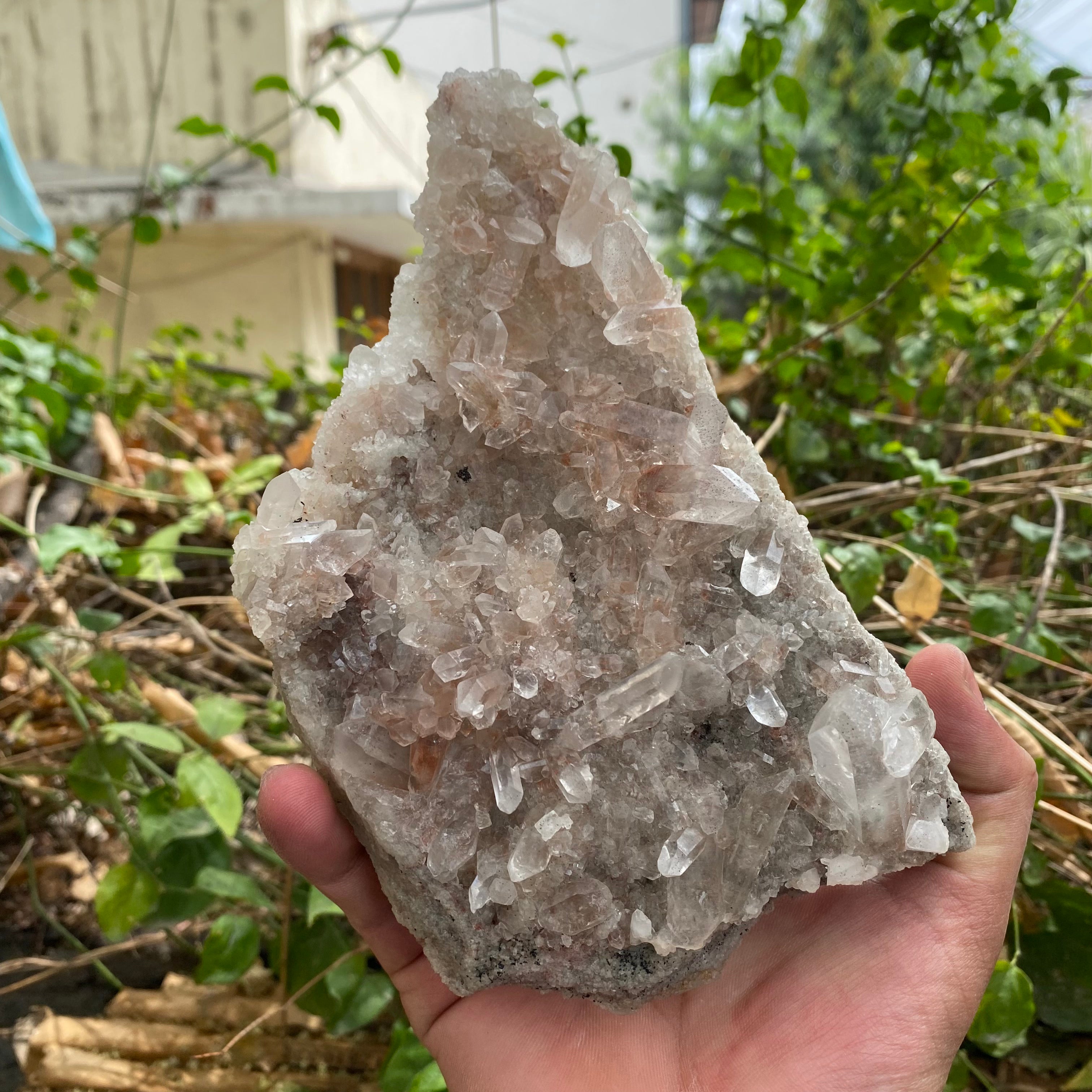 Pink Himalayan Quartz Crystal Cluster Raw Energy Healing Natural Display