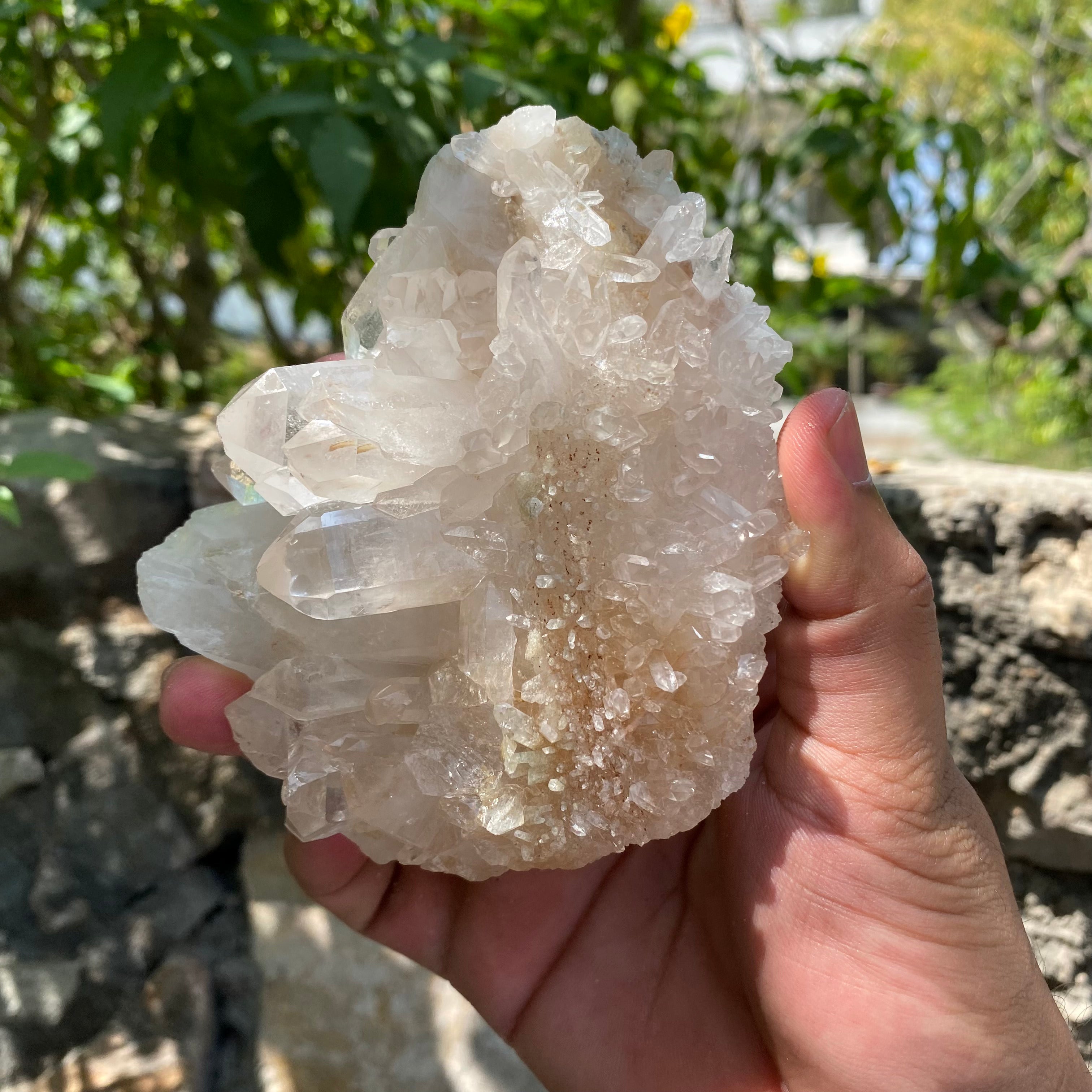 White Quartz Crystal Cluster Himalayan Display Piece Natural Energy Stone