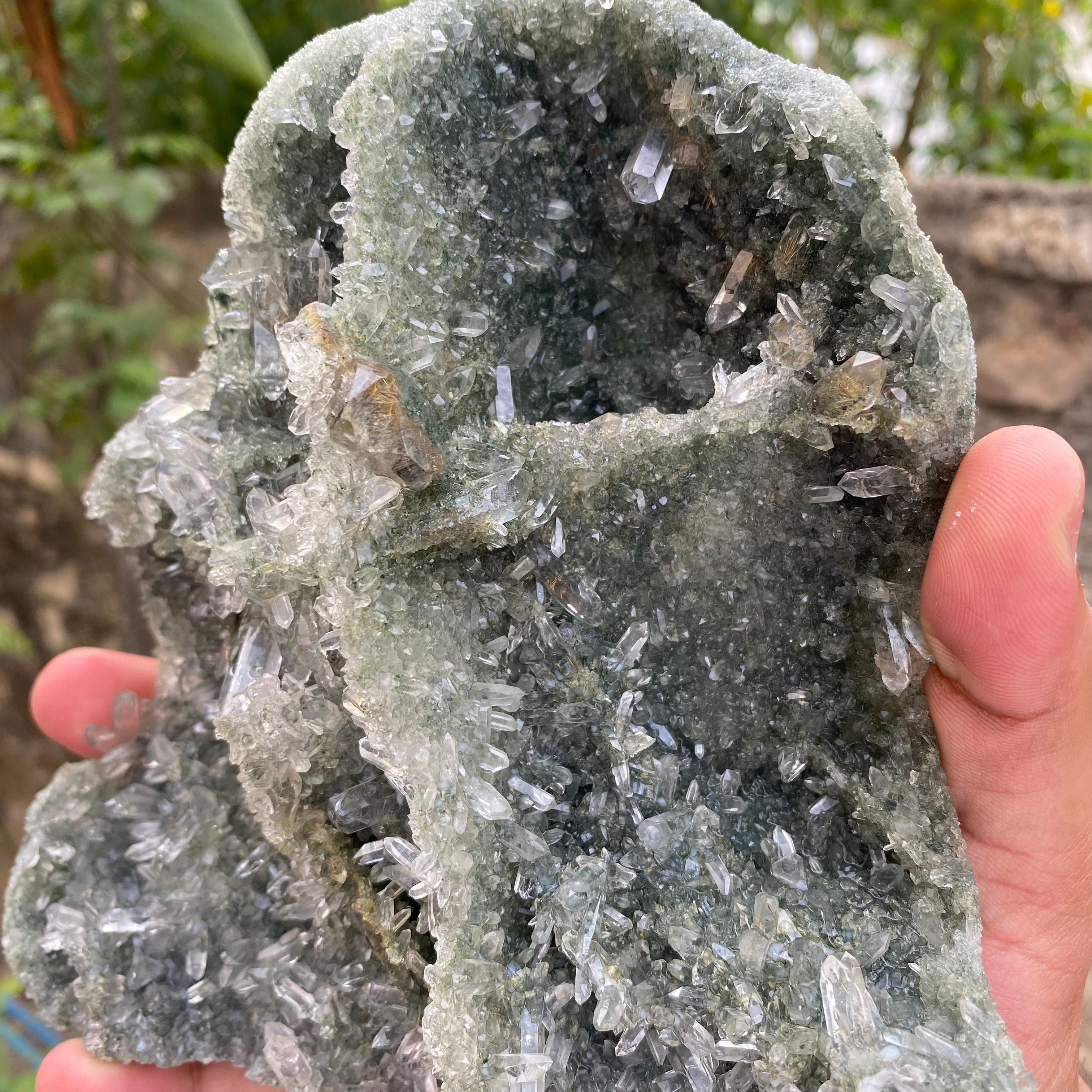 Natural Himalayan Green Chlorite Quartz Cluster 1180gm Raw Healing Stone for Meditation & Home Display