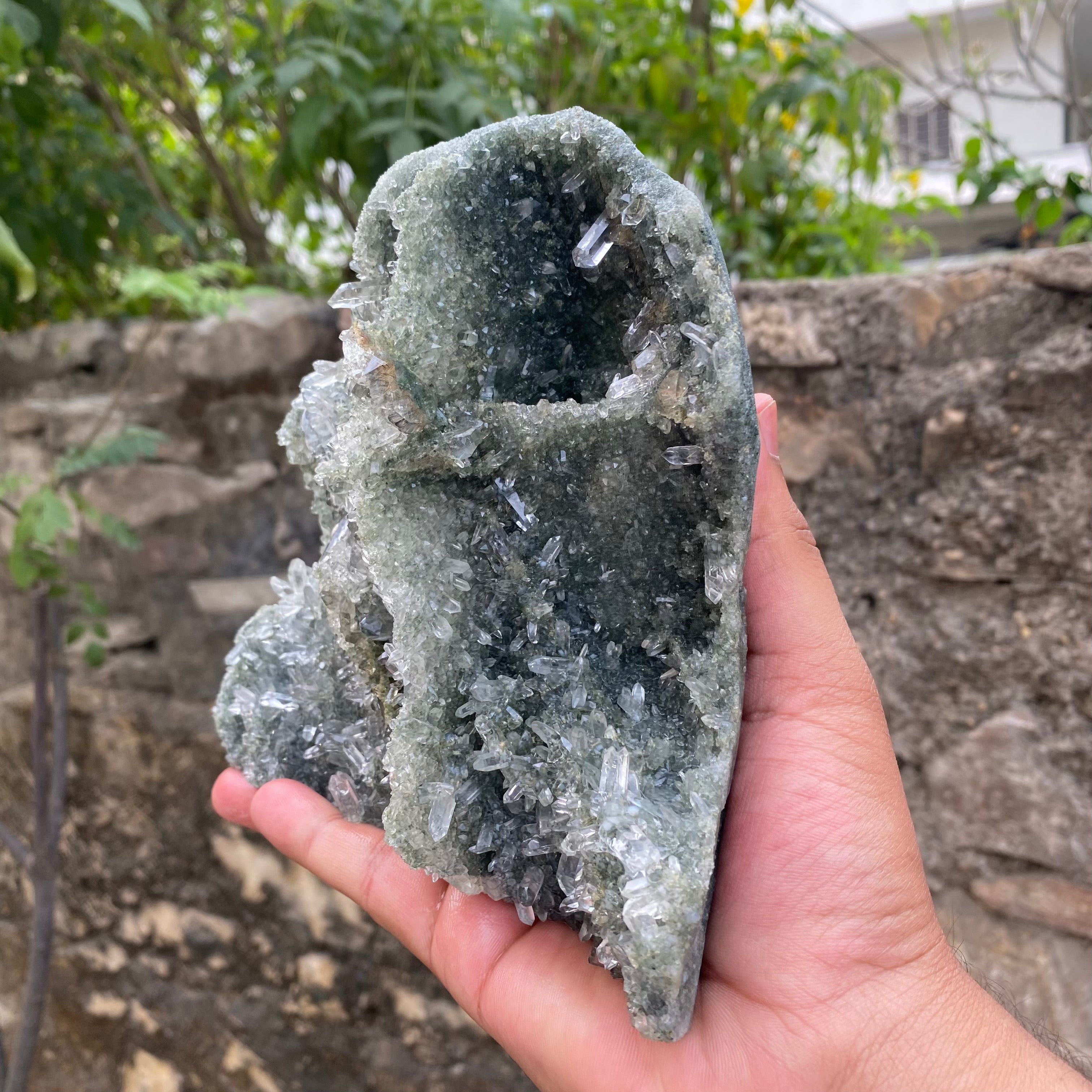 Natural Himalayan Green Chlorite Quartz Cluster 1180gm Raw Healing Stone for Meditation & Home Display