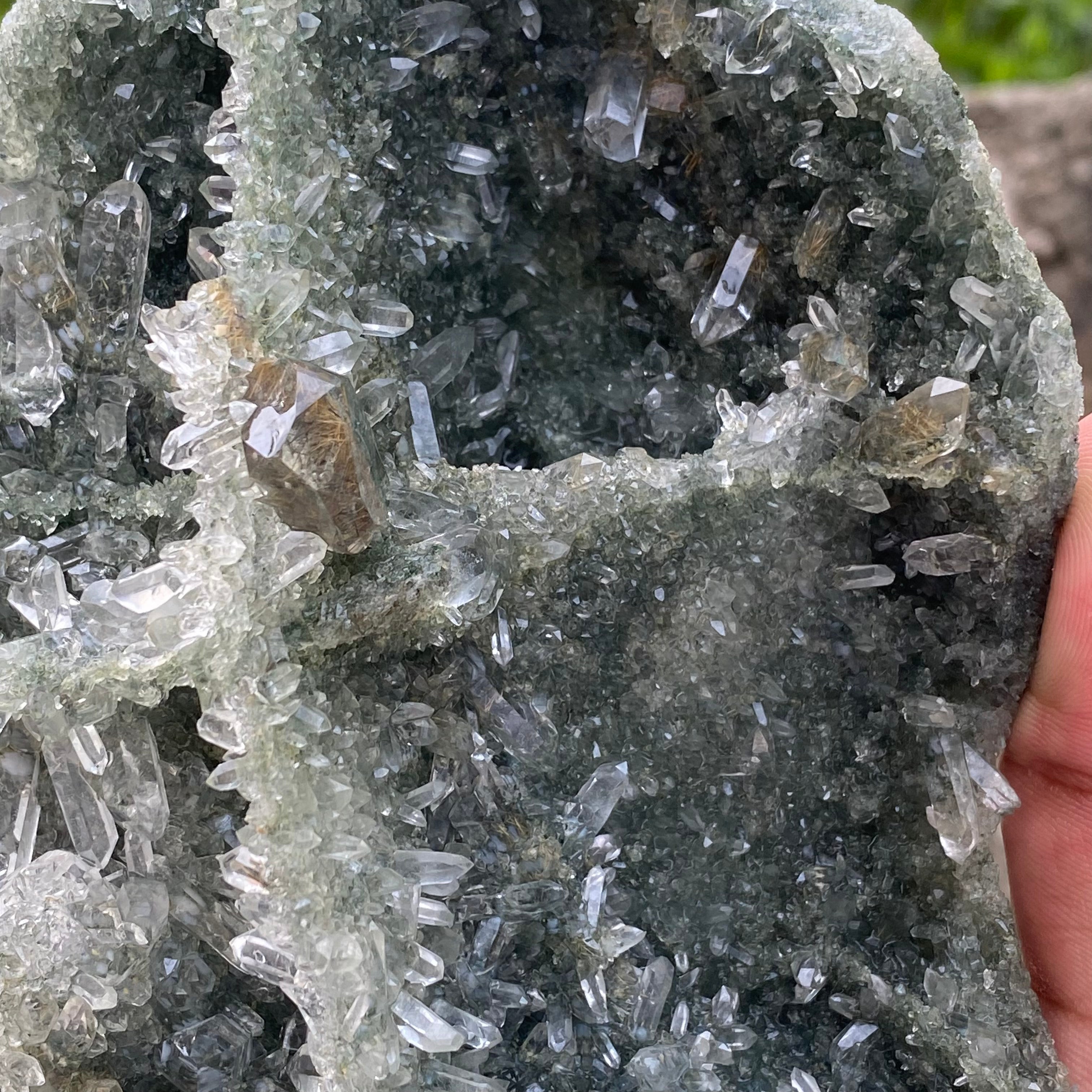 Natural Himalayan Green Chlorite Quartz Cluster 1180gm Raw Healing Stone for Meditation & Home Display