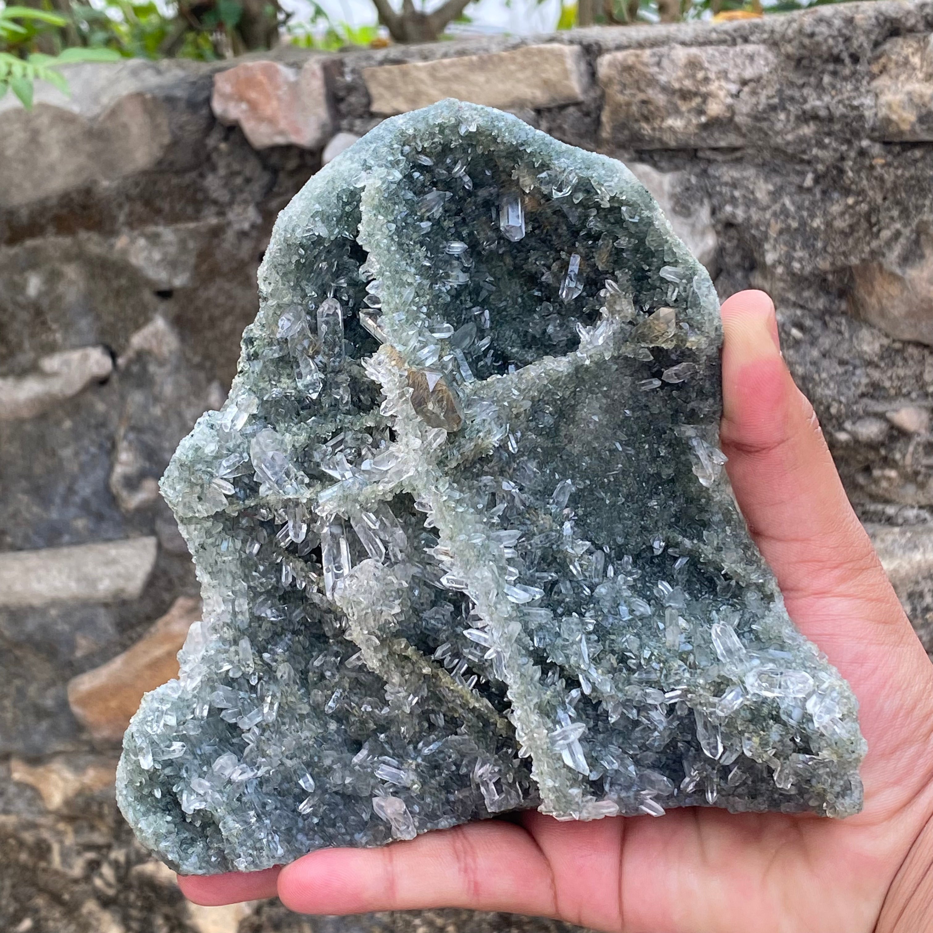 Natural Himalayan Green Chlorite Quartz Cluster 1180gm Raw Healing Stone for Meditation & Home Display