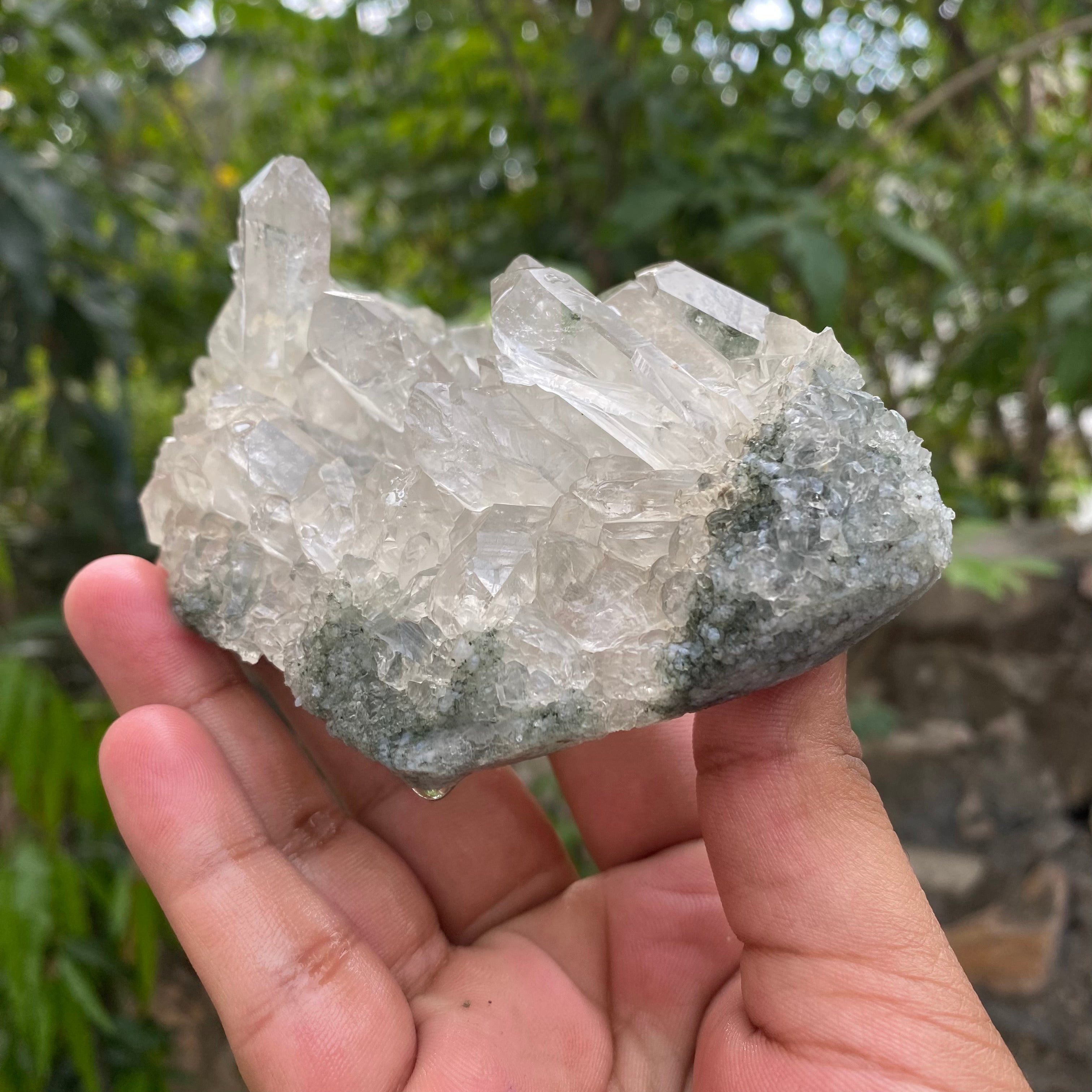 Natural Himalayan Green Chlorite Quartz Cluster  360gm Raw Healing Crystal for Meditation & Home Decor
