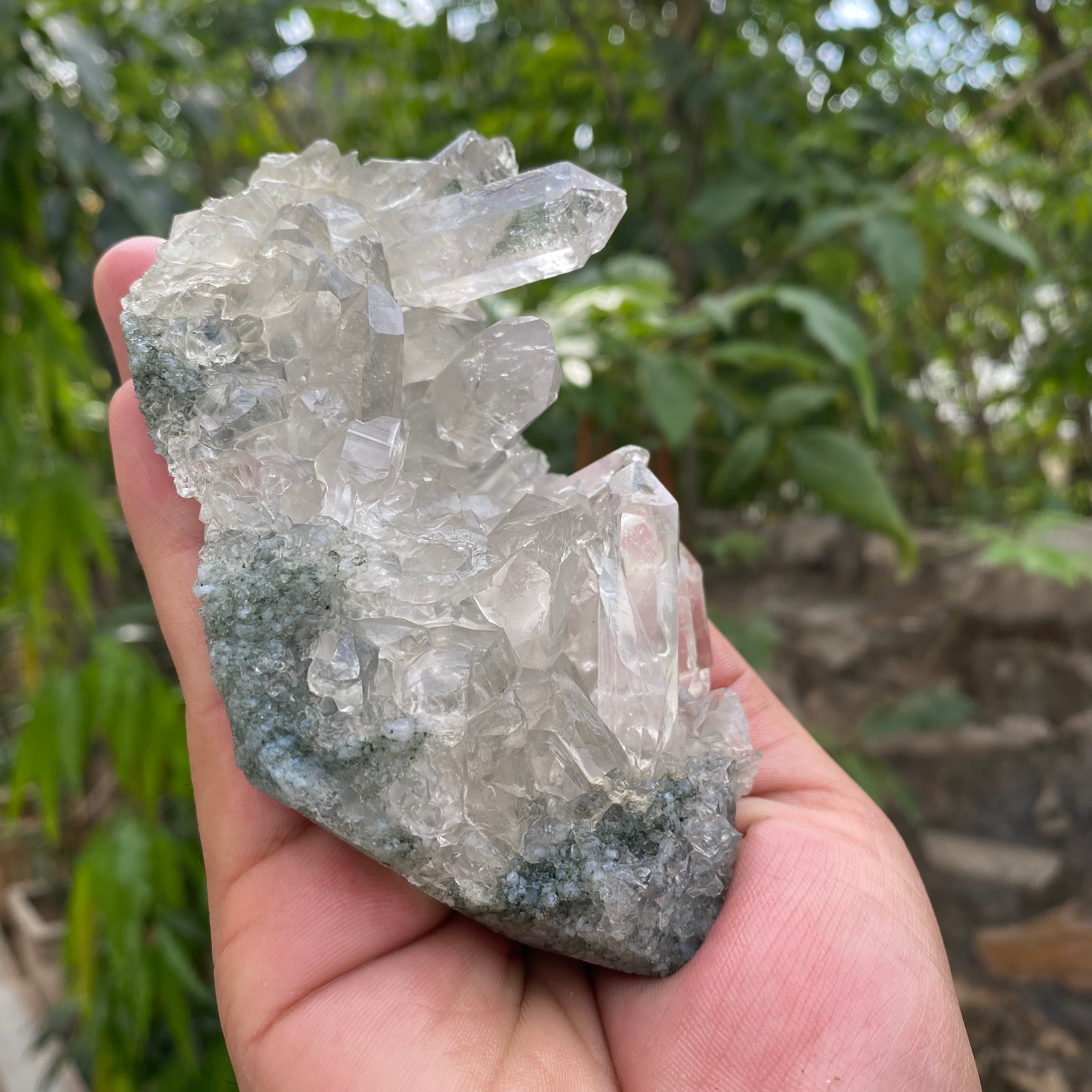 Natural Himalayan Green Chlorite Quartz Cluster  360gm Raw Healing Crystal for Meditation & Home Decor