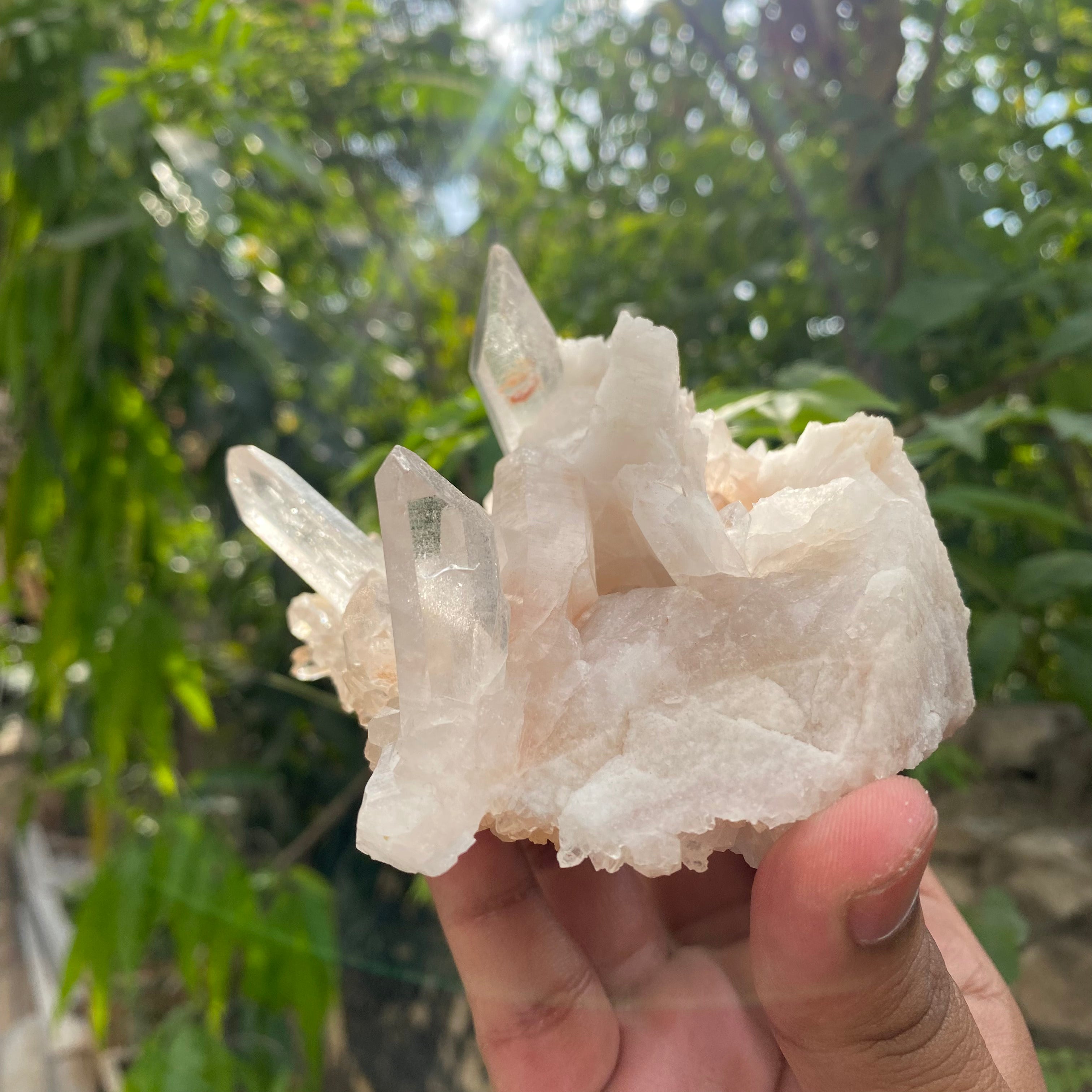 Pink Samadhi Quartz Crystal Cluster Healing Display Natural Himalayan Energy
