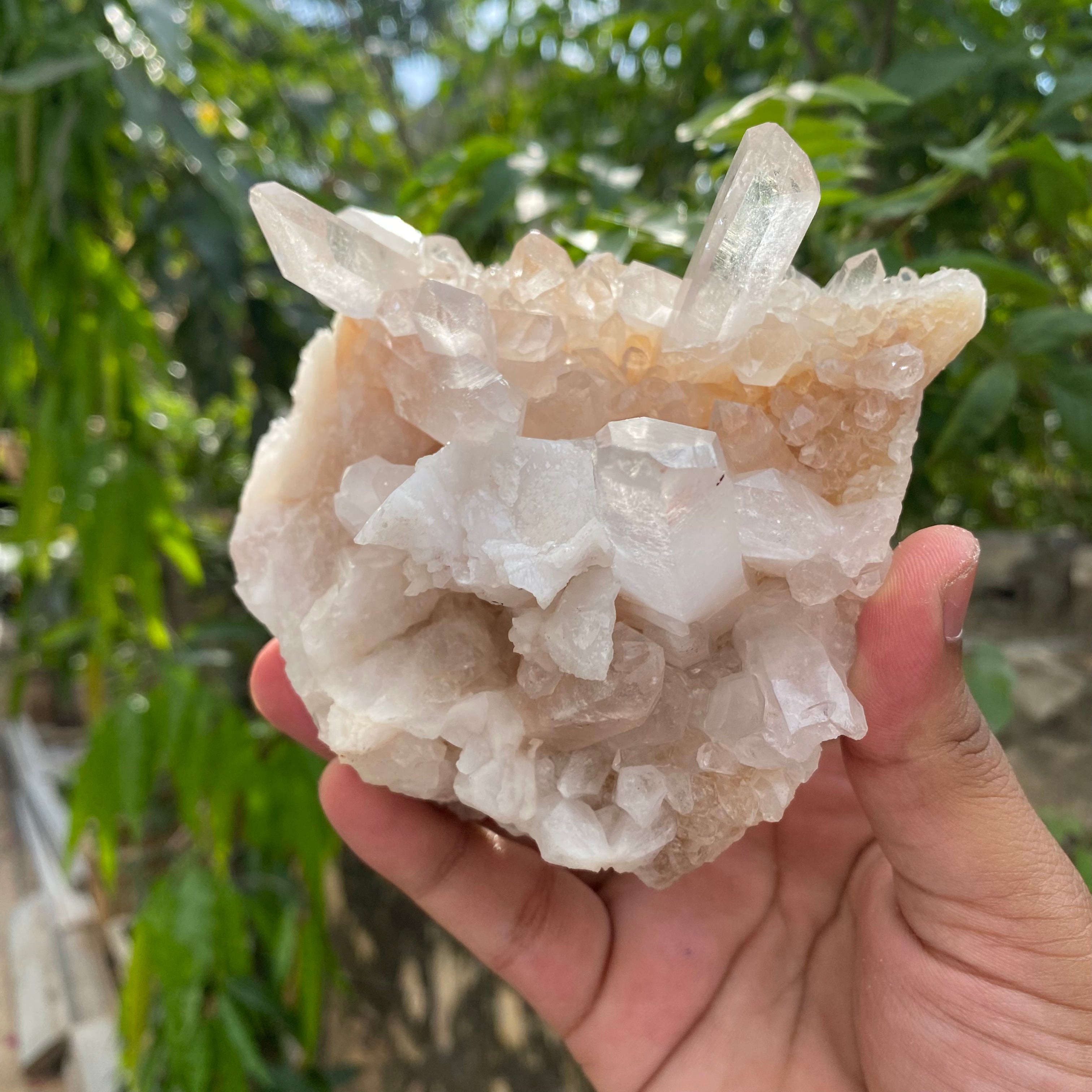 Pink Samadhi Quartz Crystal Cluster Healing Display Natural Himalayan Energy
