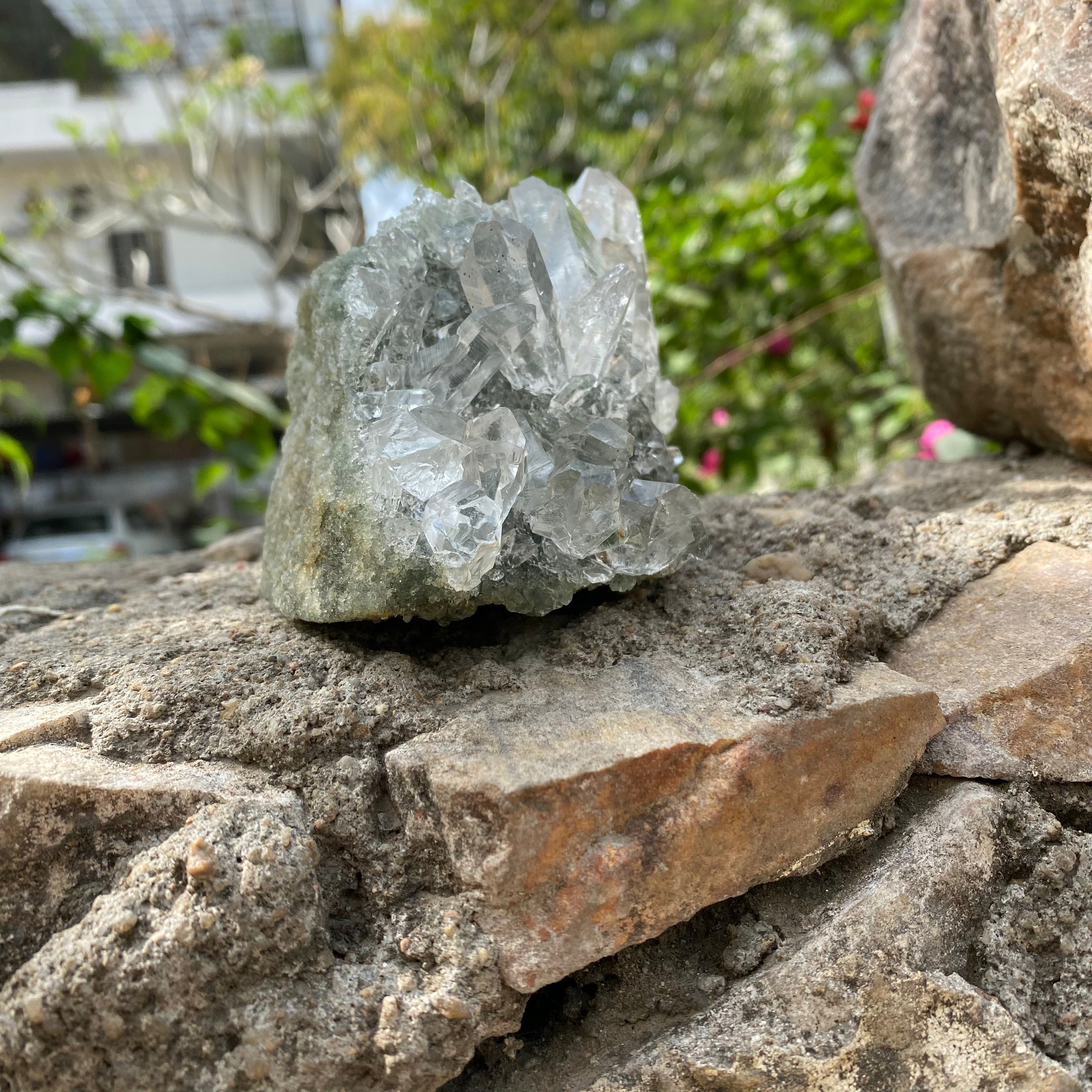 Green Chlorite Quartz Cluster 615g Natural Himalayan Crystal Mineral Specimen Raw Healing Stone Décor
