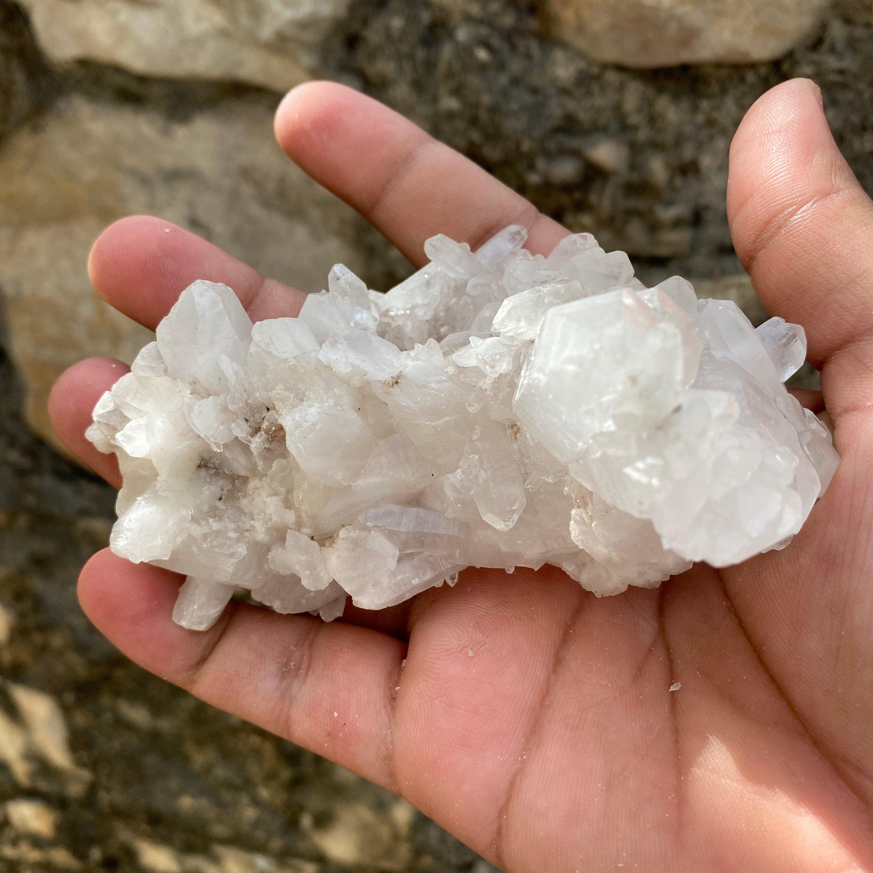 White Samadhi Quartz Himalayan Raw Crystal Cluster Healing Display Collector Piece