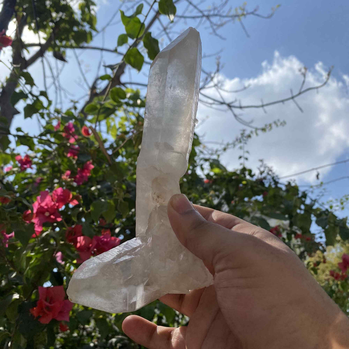 Natural white Himalayan Quartz crystal cluster from Himalya Quartz, showcasing its healing energy and intricate crystalline structure.