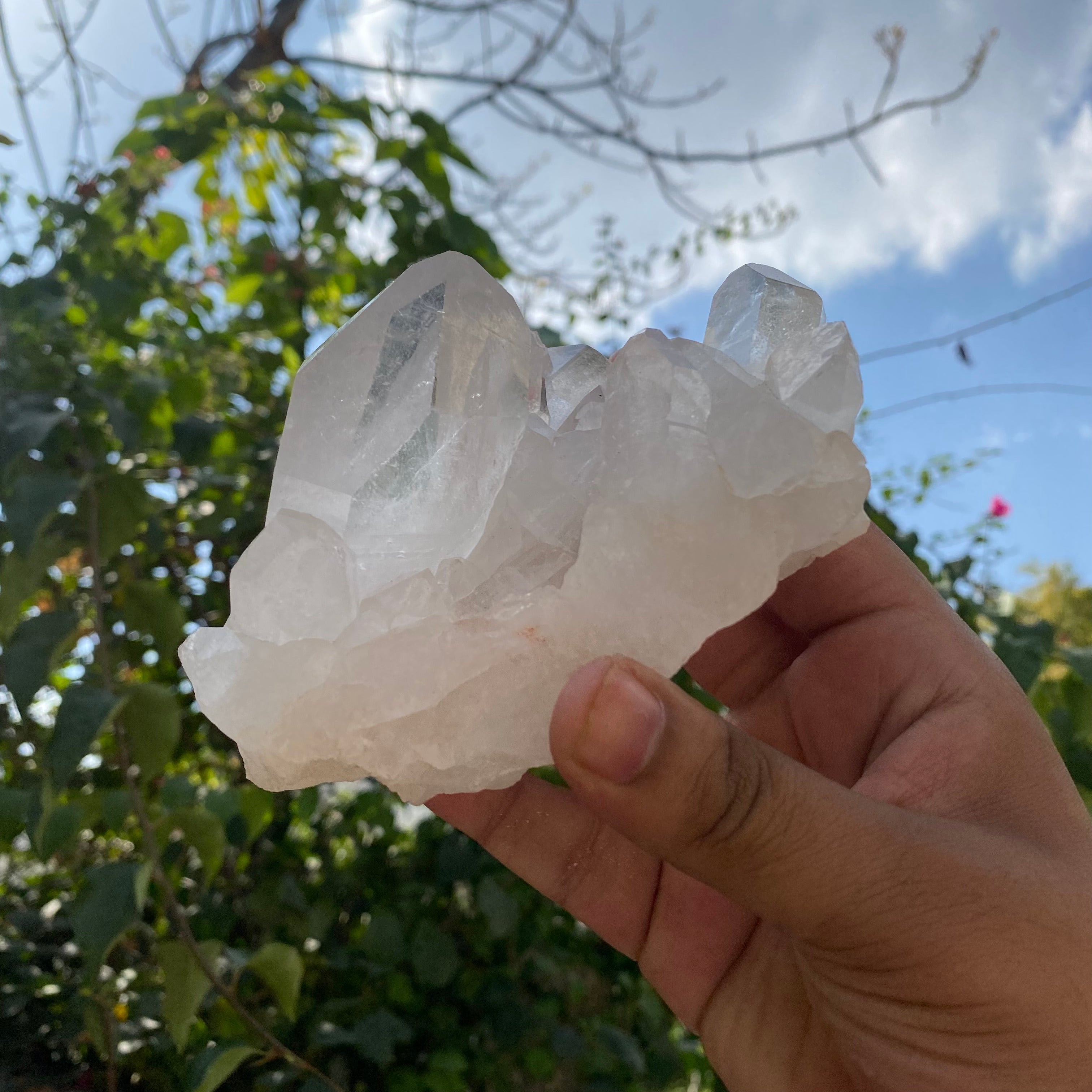 White Quartz Crystal Cluster Raw Himalayan Healing Energy Natural Display