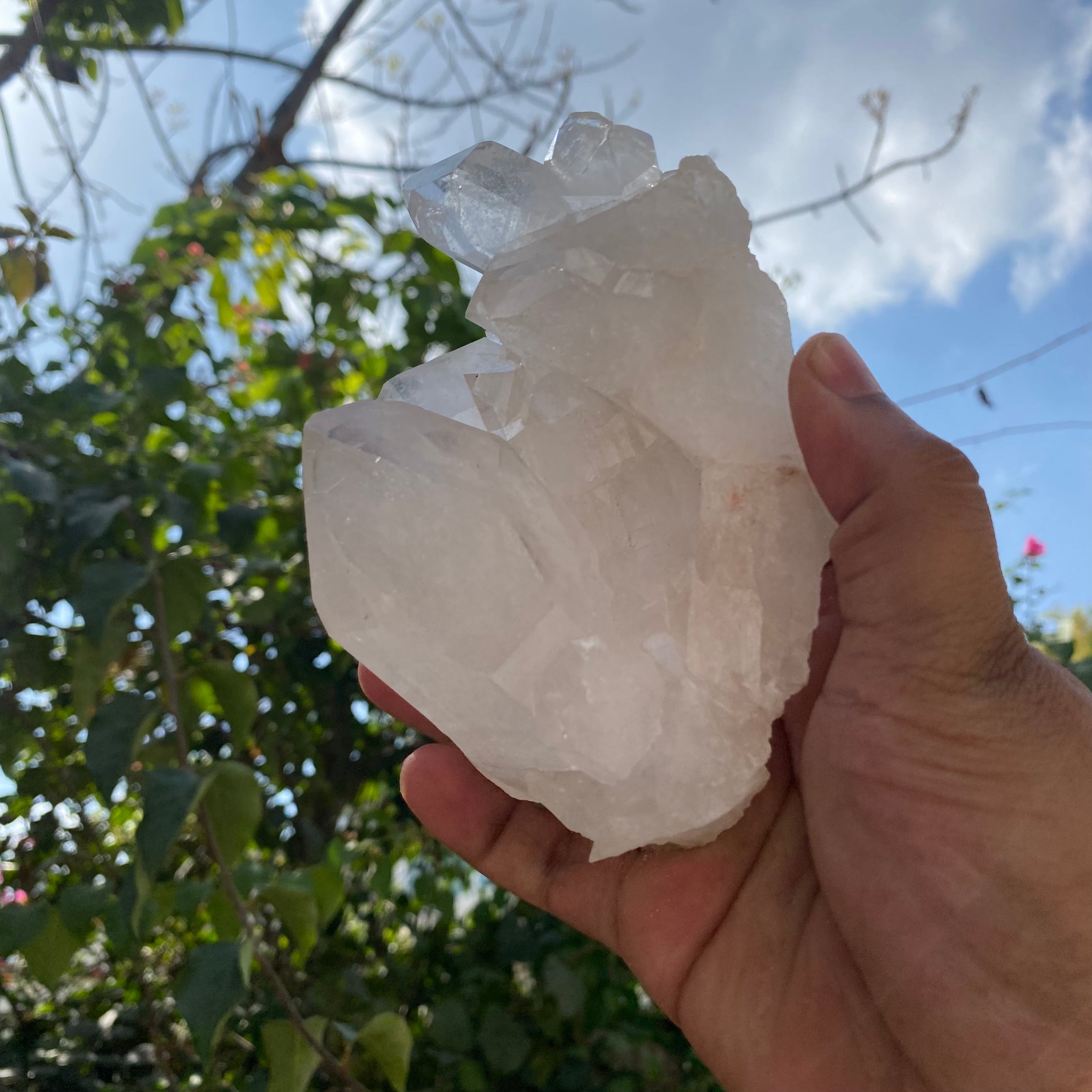 White Quartz Crystal Cluster Raw Himalayan Healing Energy Natural Display
