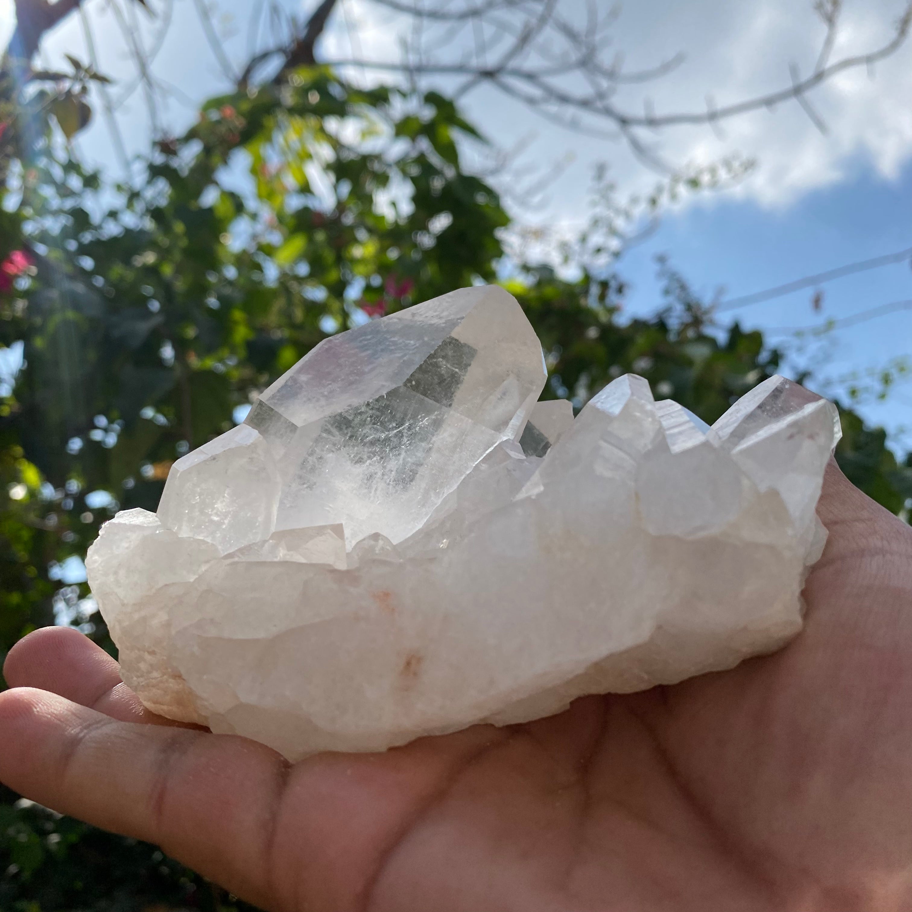 White Quartz Crystal Cluster Raw Himalayan Healing Energy Natural Display