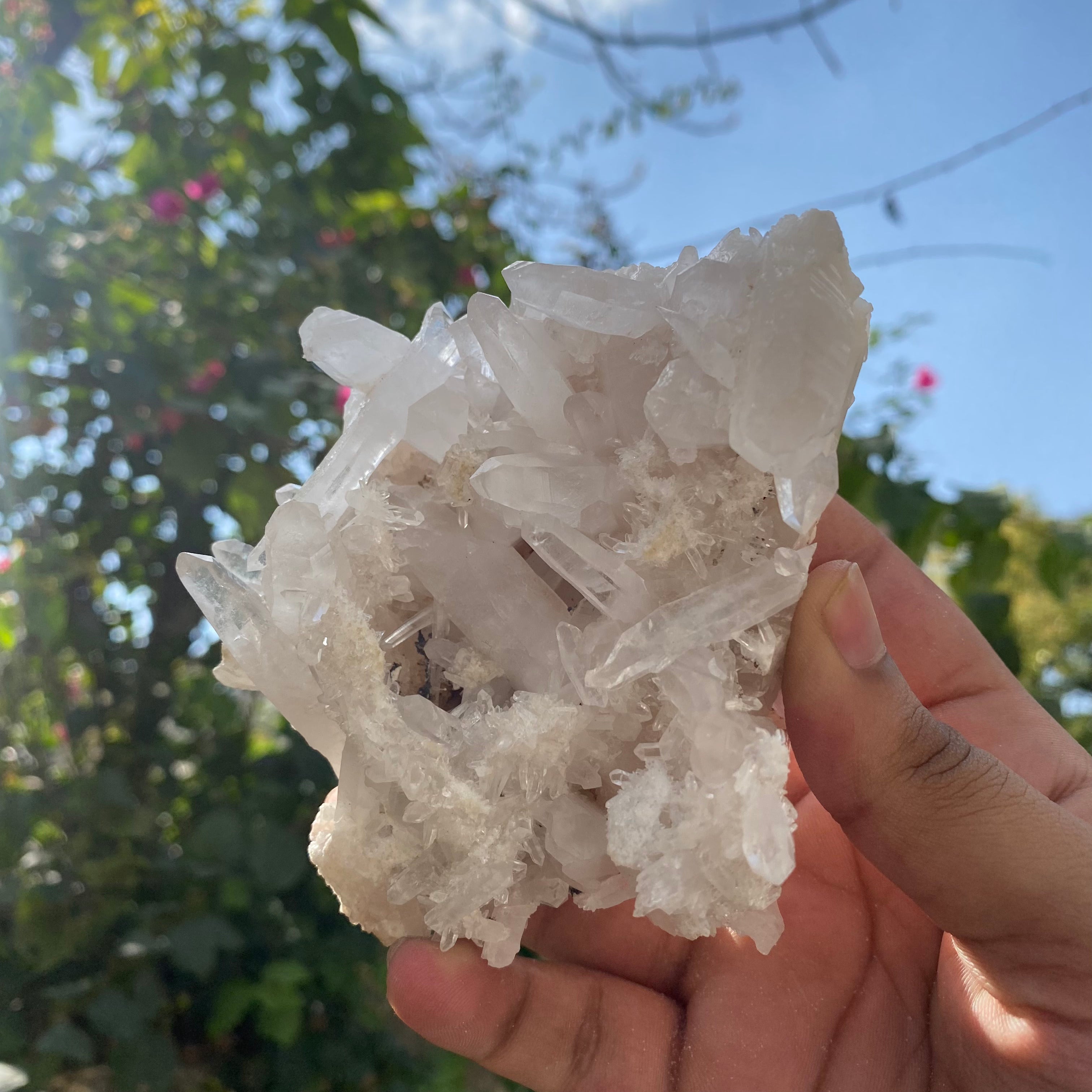 White Samadhi Quartz Crystal Cluster Healing Himalayan Display Energy Stone