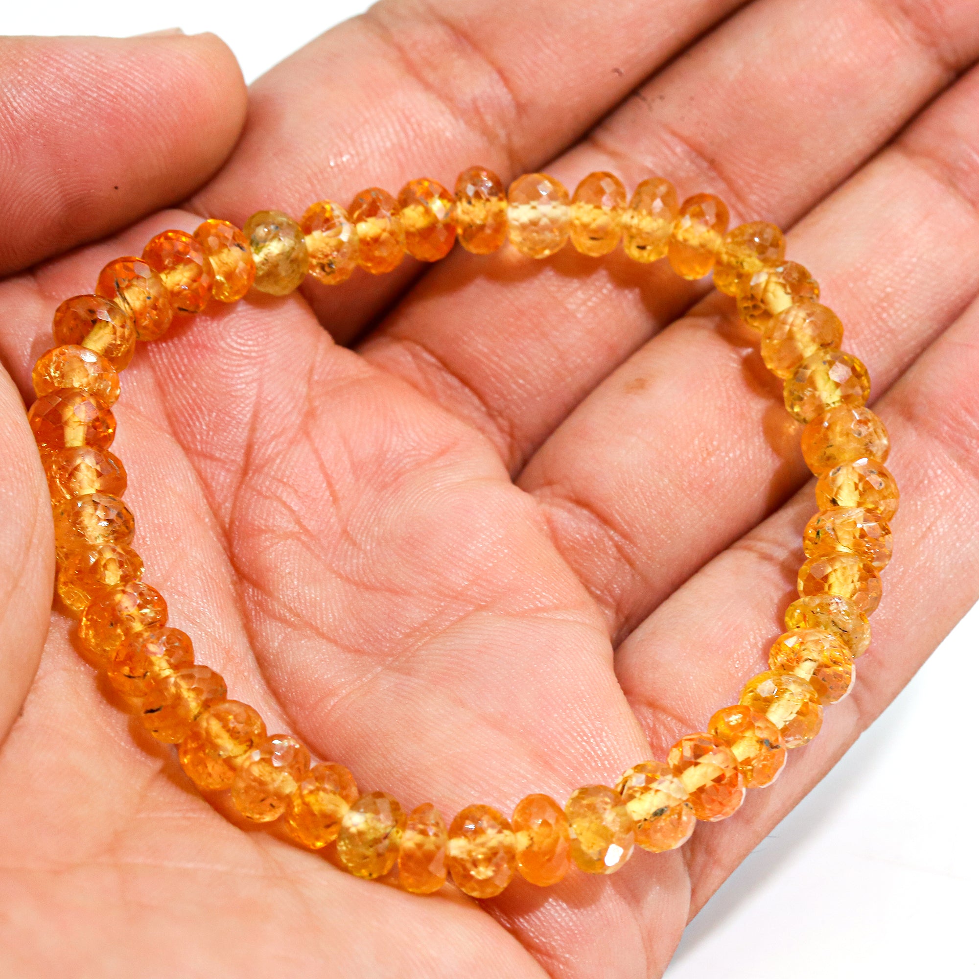 Natural Mexican Opal Bracelet Rondelle Faceted Gemstone Beads Handmade 87 Ct