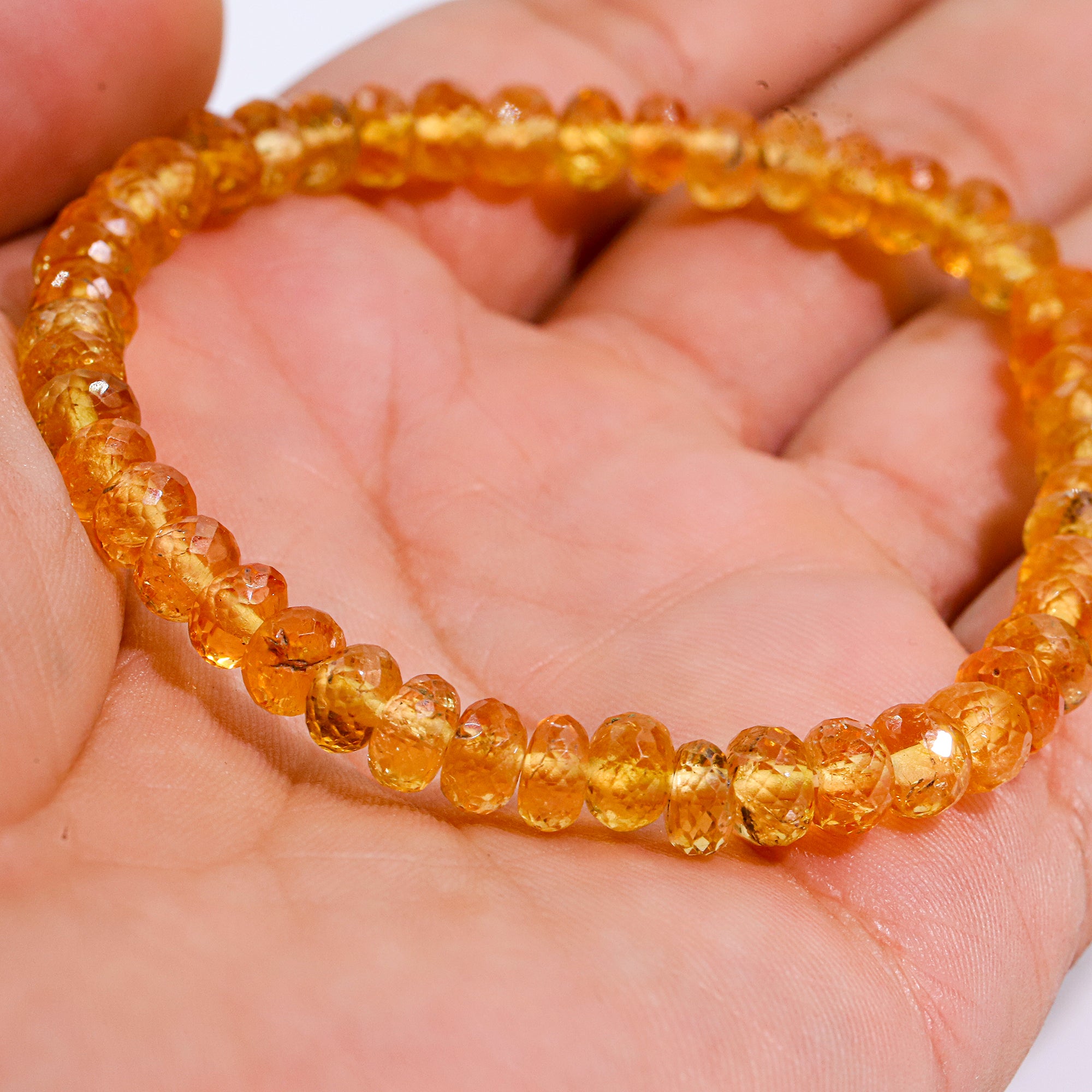 Natural Mexican Opal Bracelet Rondelle Faceted Gemstone Beads Handmade 77 Ct