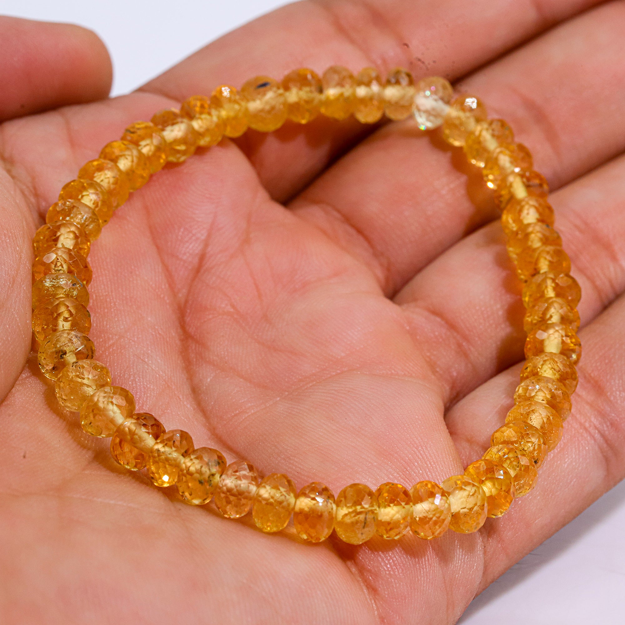 Natural Mexican Opal Bracelet Rondelle Faceted Gemstone Beads Handmade 79 Ct