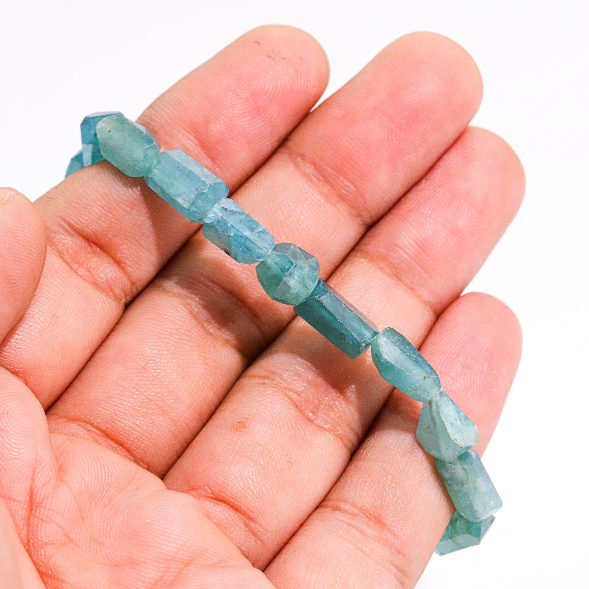 Natural Grandidierite Bracelet Fancy Faceted Gemstone Beads Handmade 68 Ct