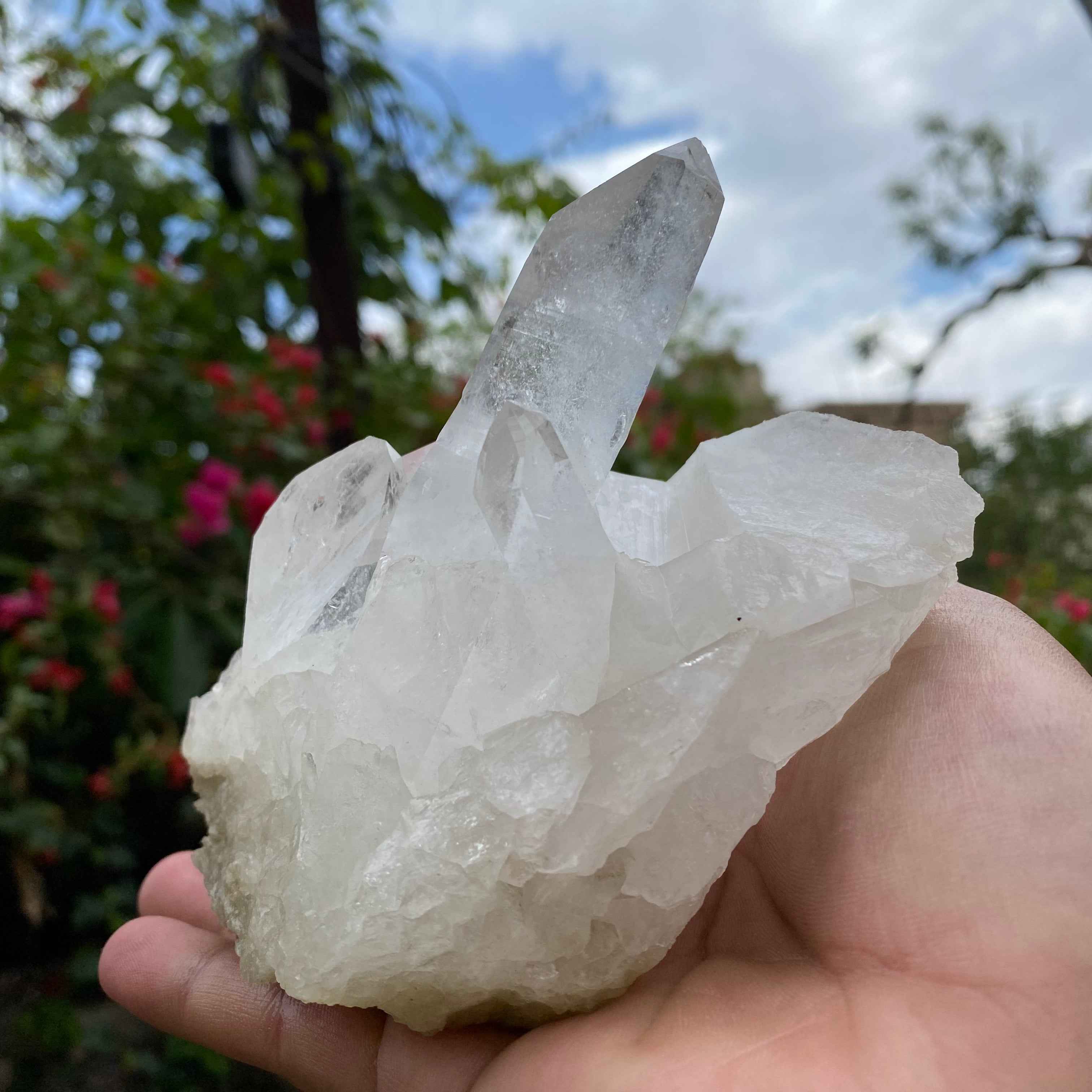 White Himalayan Quartz Crystal Cluster Healing Display Natural Energy Stone