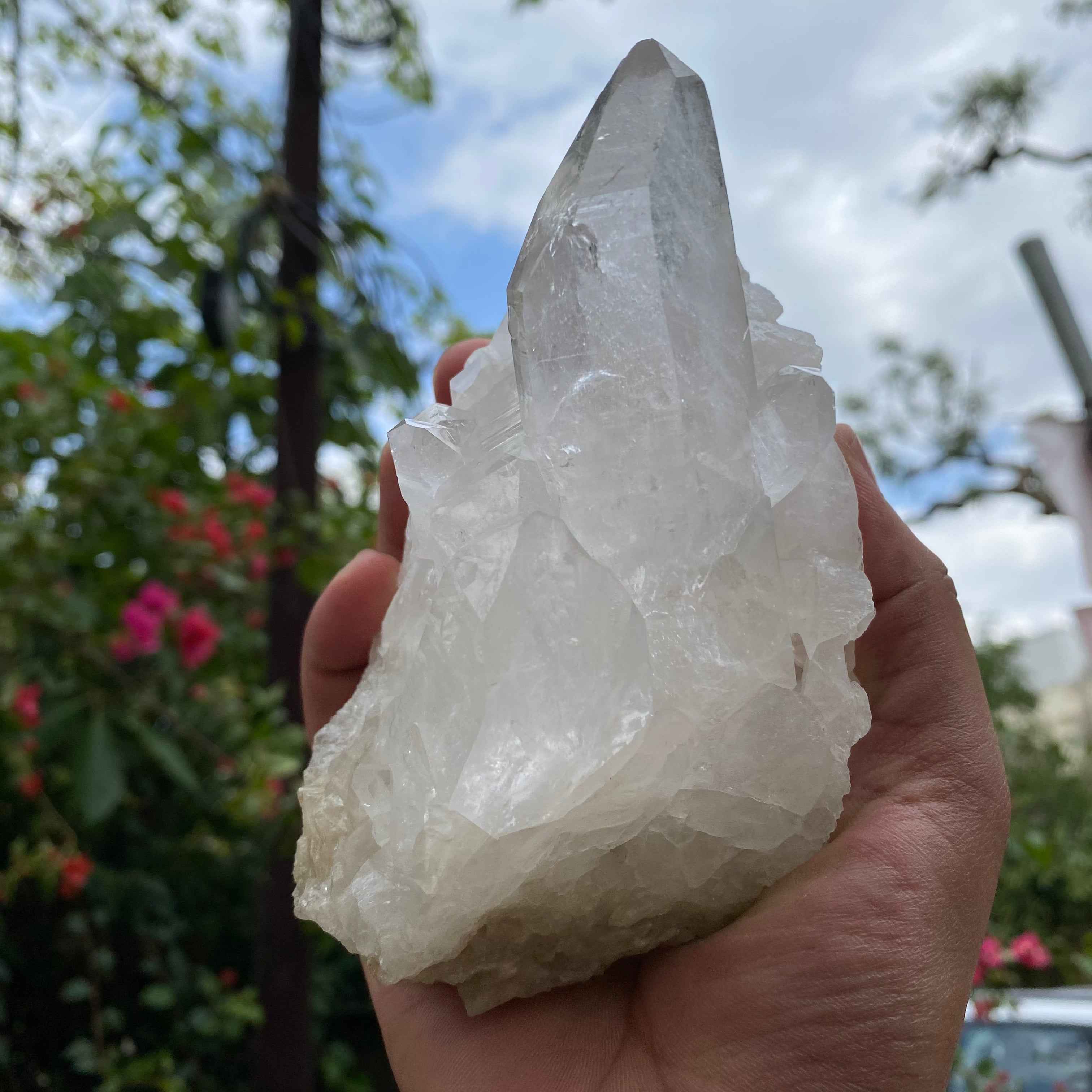 White Himalayan Quartz Crystal Cluster Healing Display Natural Energy Stone