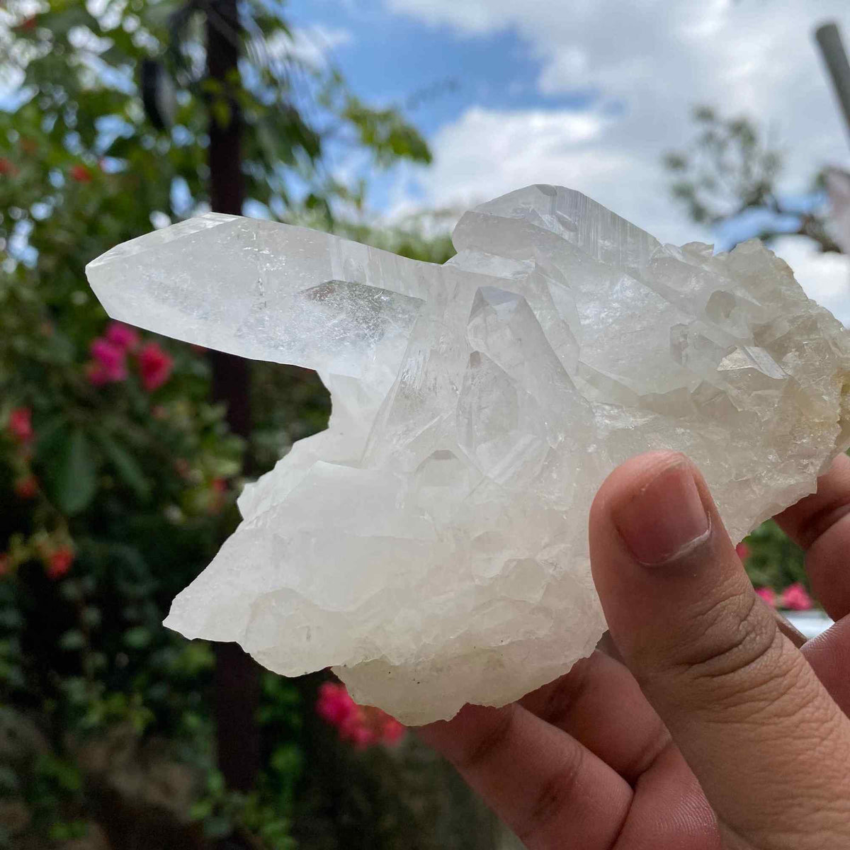 White Himalayan Quartz Crystal Cluster Healing Display Natural Energy Stone