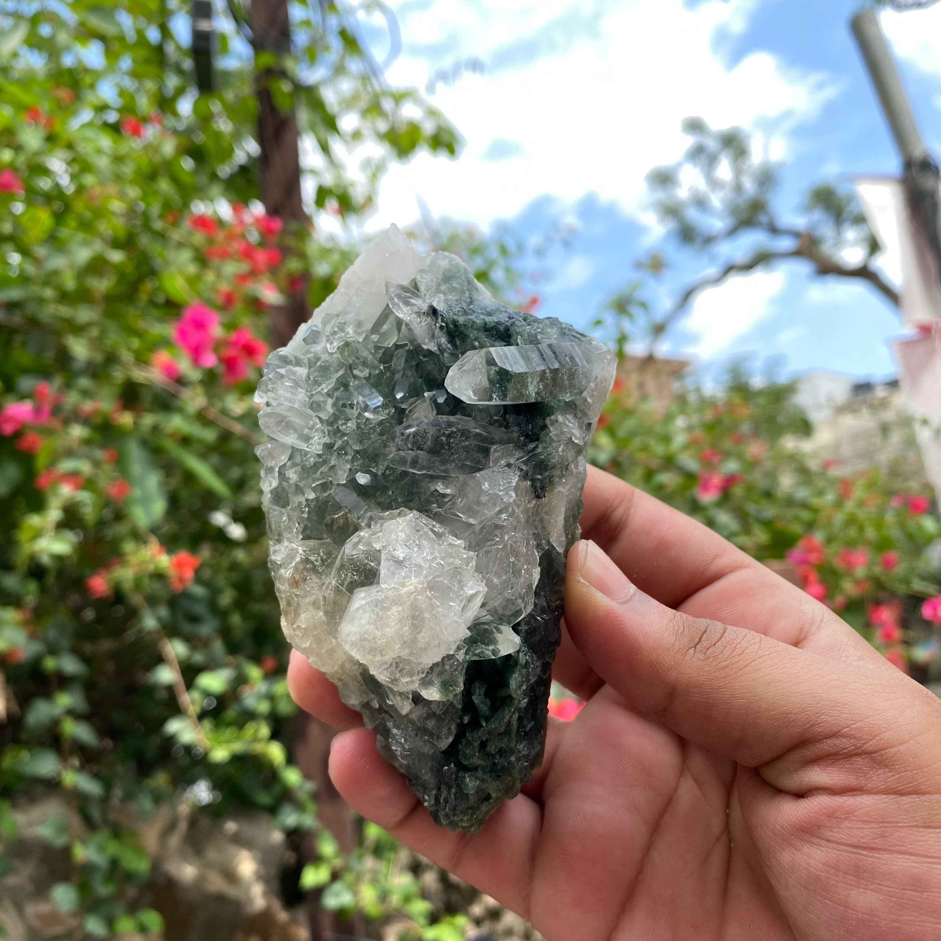 Himalayan Green Chlorite Quartz Crystal Cluster Healing Himalayan Display Energy Stone Piece