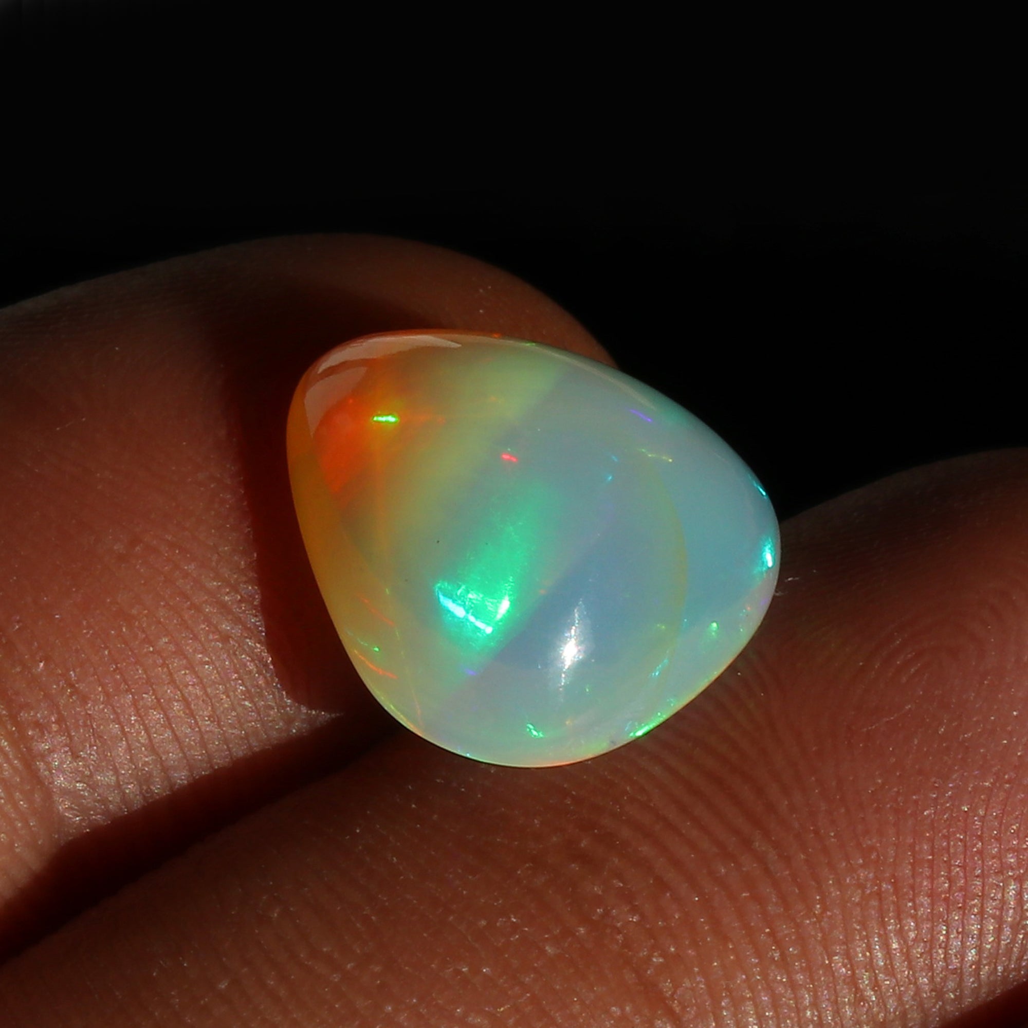 Natural Ethiopian Opal Heart Cabochon 4.39 Ct, Untreated Fire Opal Gemstone, 13mm Hand-polished October Birthstone for Jewelry Making