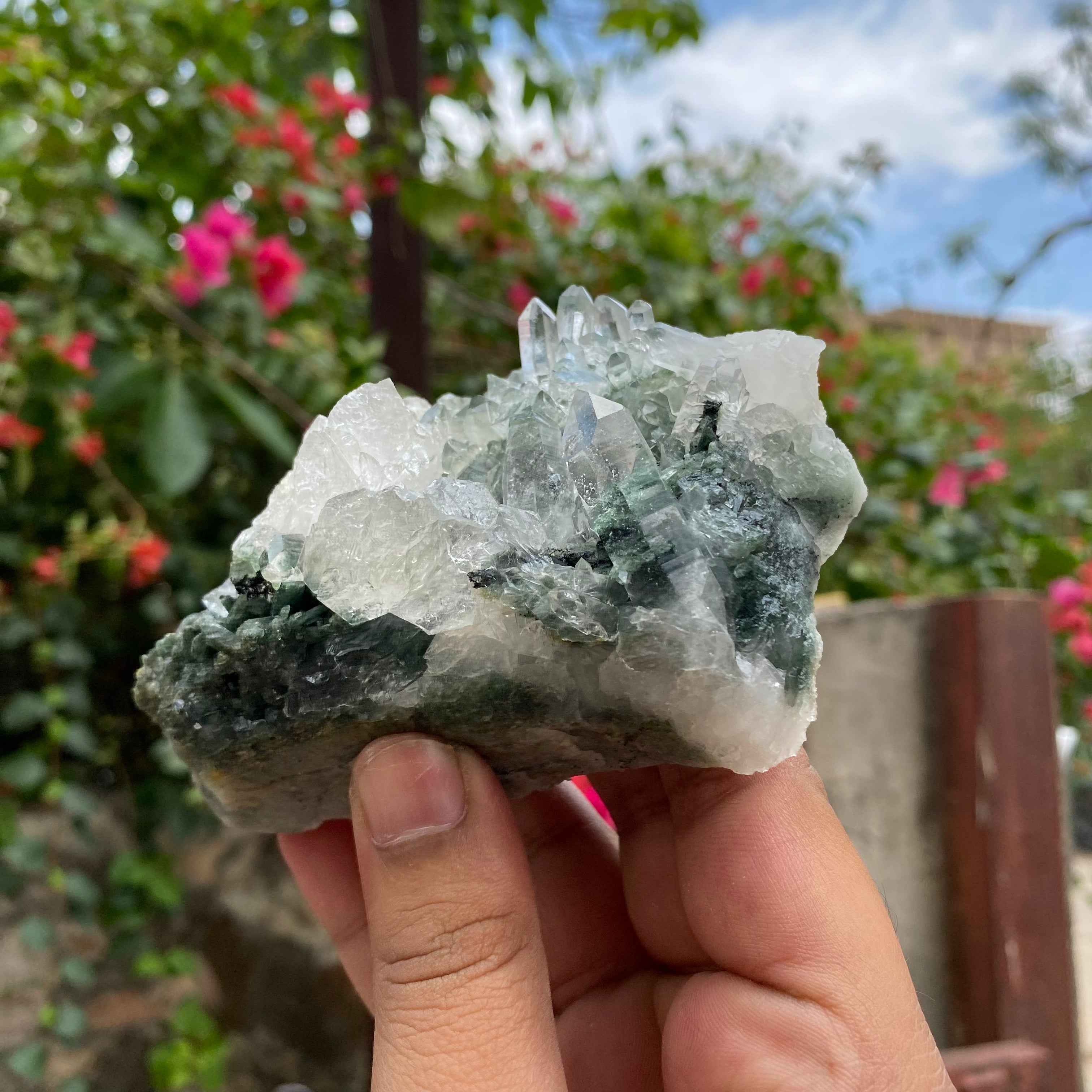 Himalayan Green Chlorite Quartz Crystal Cluster Healing Himalayan Display Energy Stone Piece